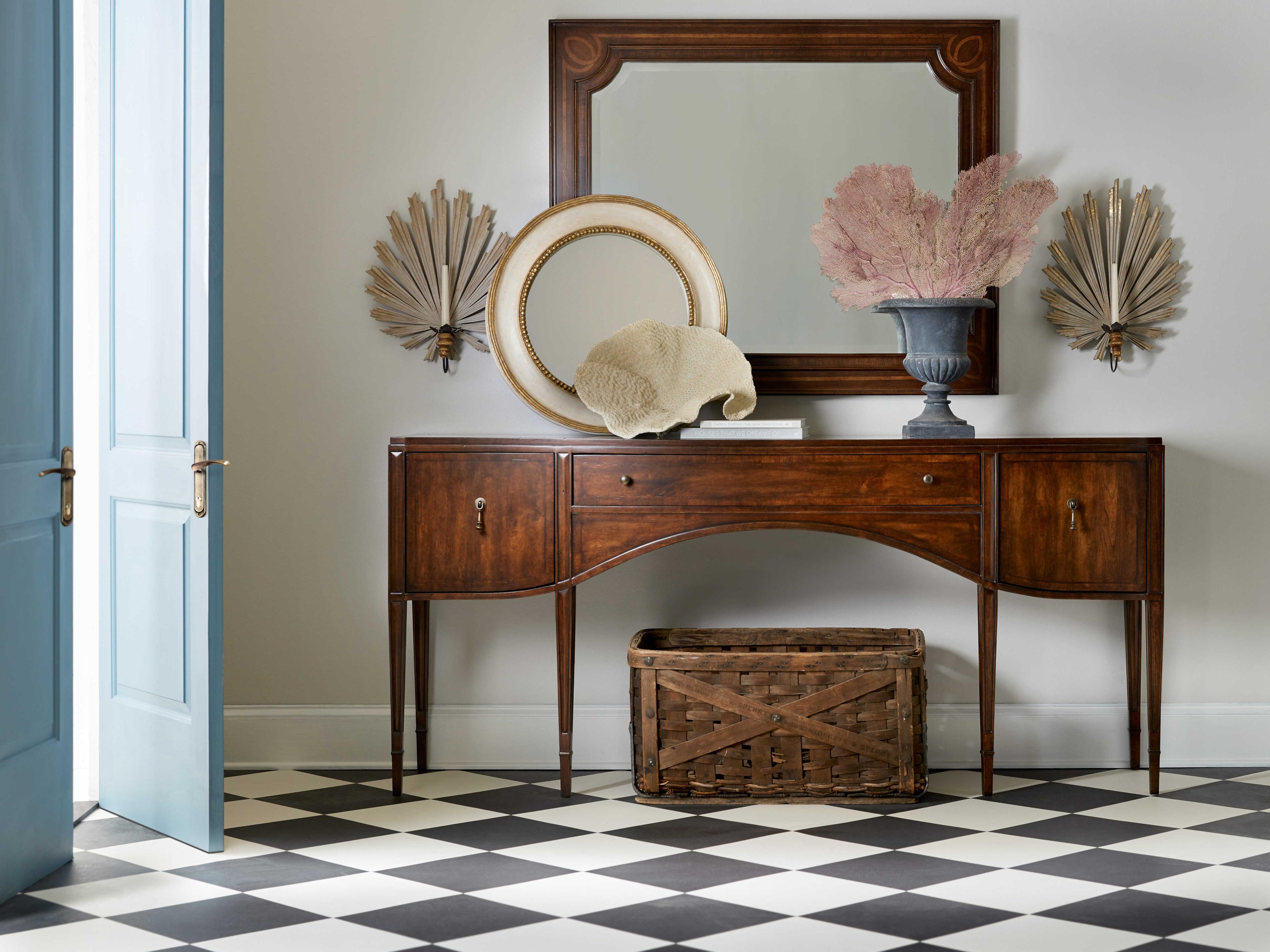 Luxecor Heritage Rectangular Wood Maraschino Cherry Console Table