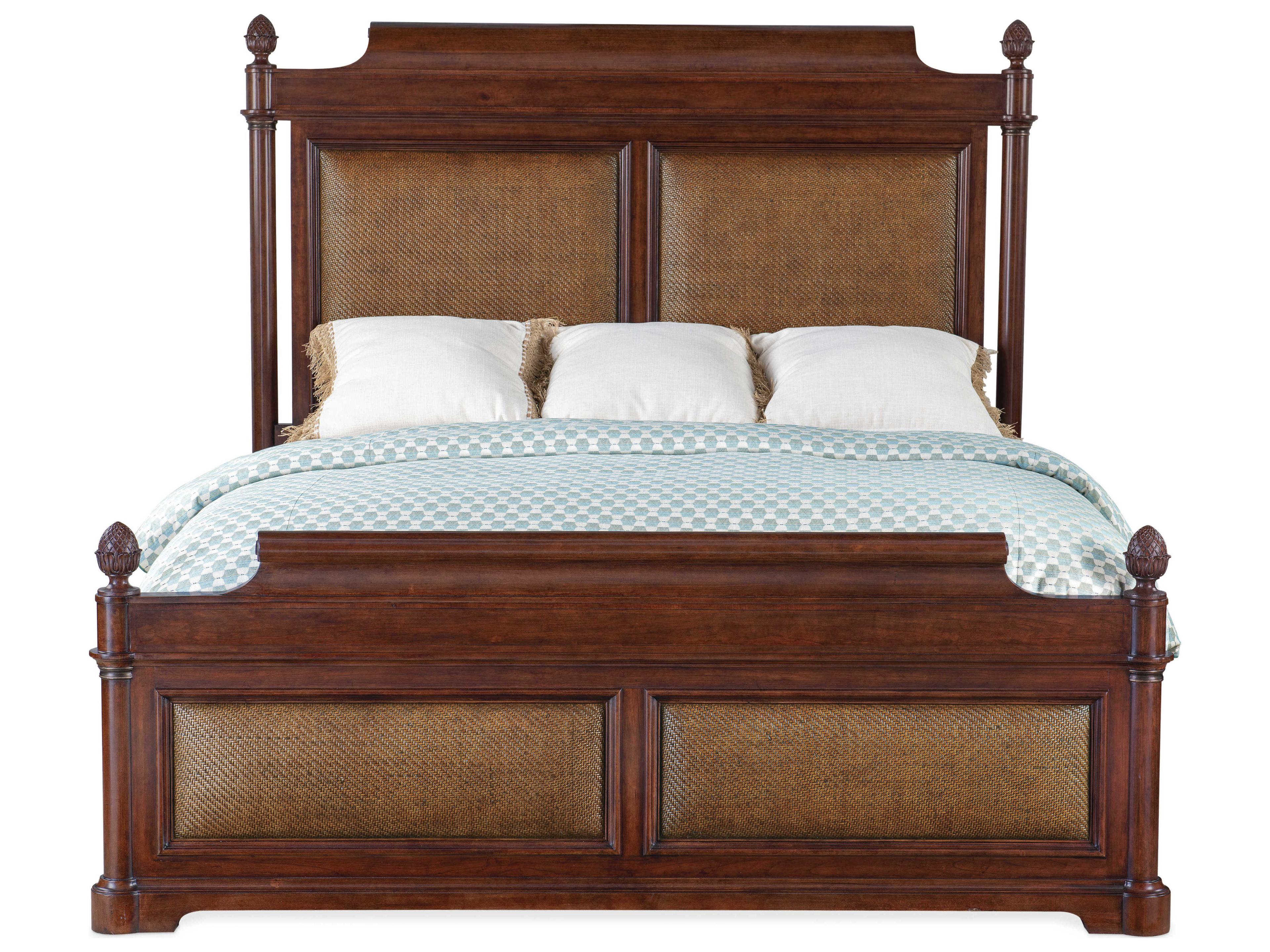 Hooker Furniture Charleston Maraschino Cherry Walnut Wood King Panel Bed