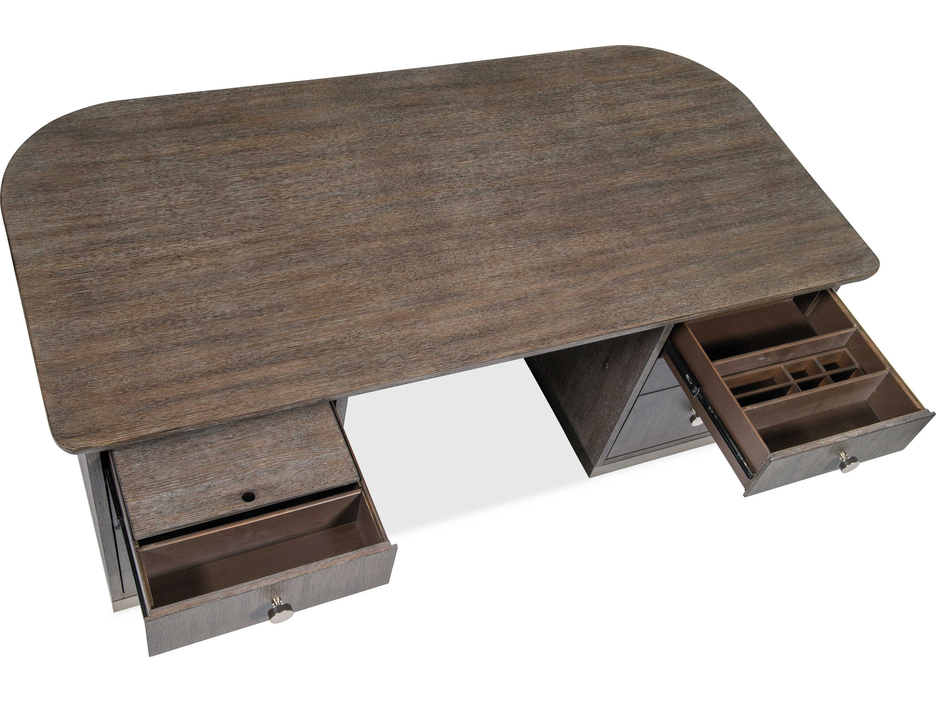 Hooker Furniture Modern Mood Mink Brown Oak Wood Executive Desk