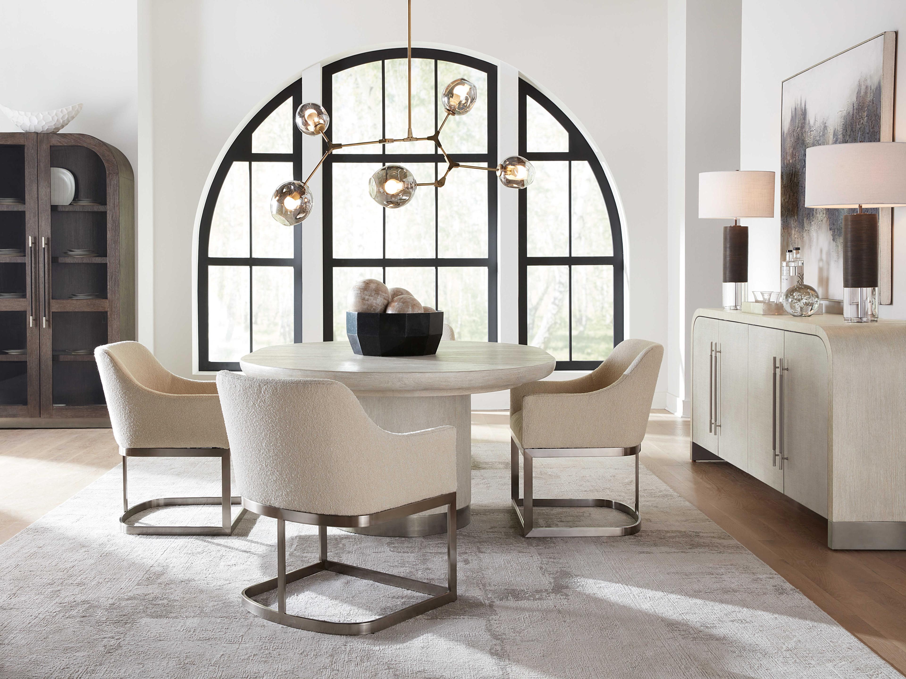 Hooker Furniture Modern Mood Extendable Round Wood Diamond Dining Table