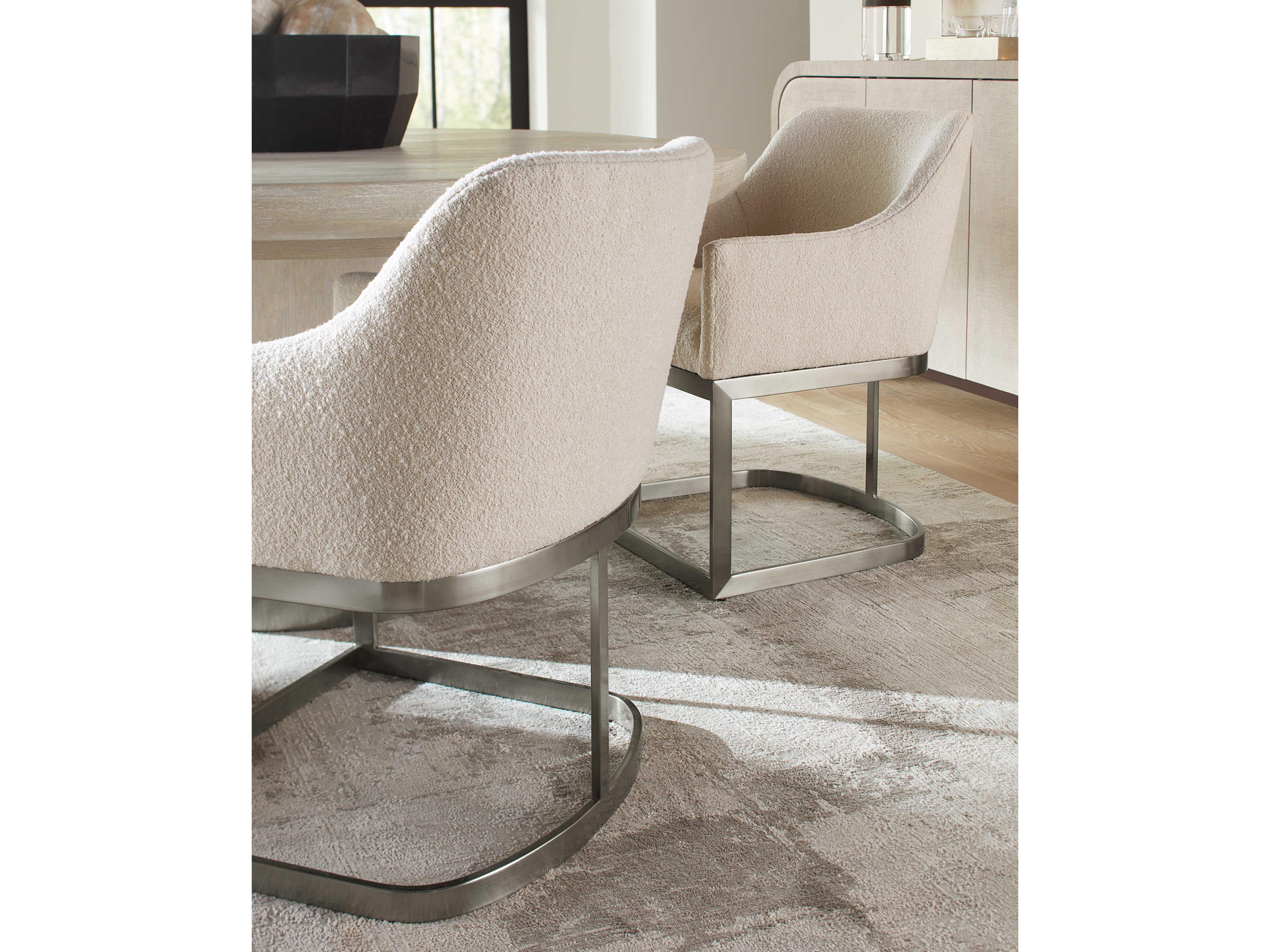 Hooker Furniture Modern Mood Fabric White Upholstered Arm Dining Chair