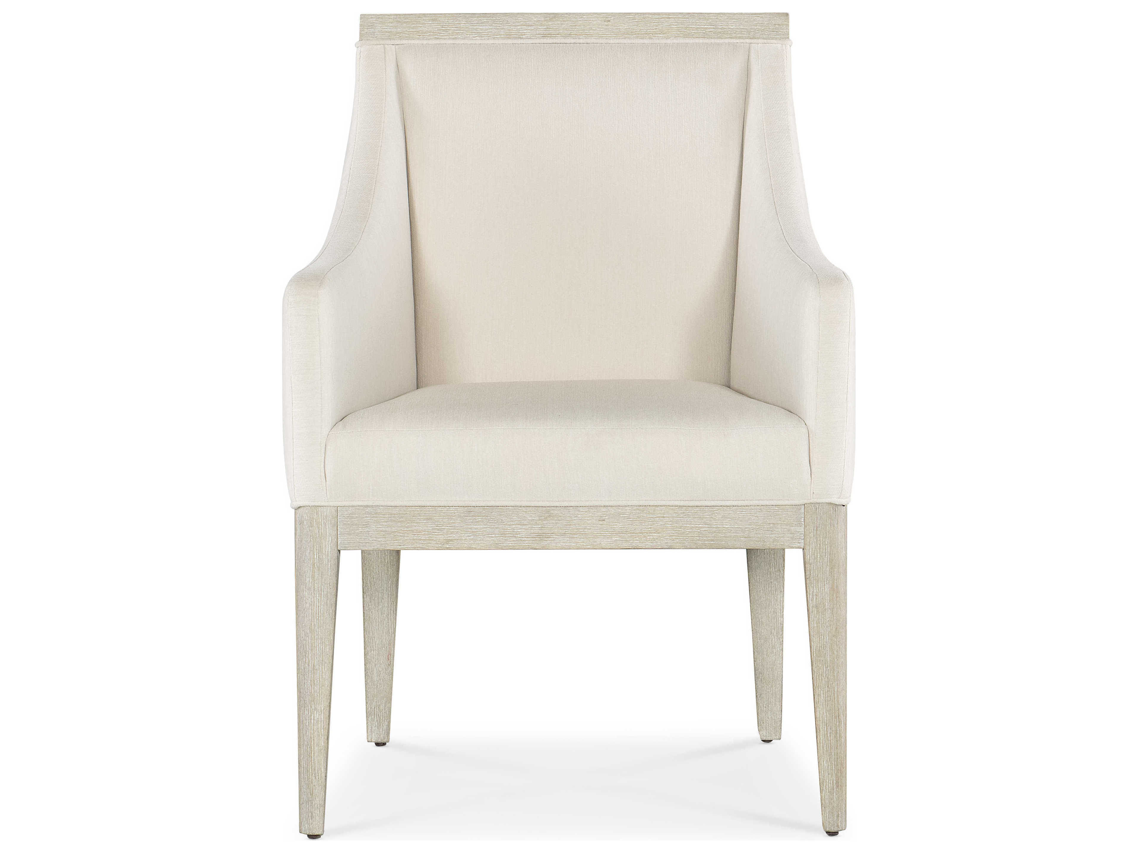 Hooker Furniture Modern Mood Fabric Oak Wood White Upholstered Arm Dining Chair