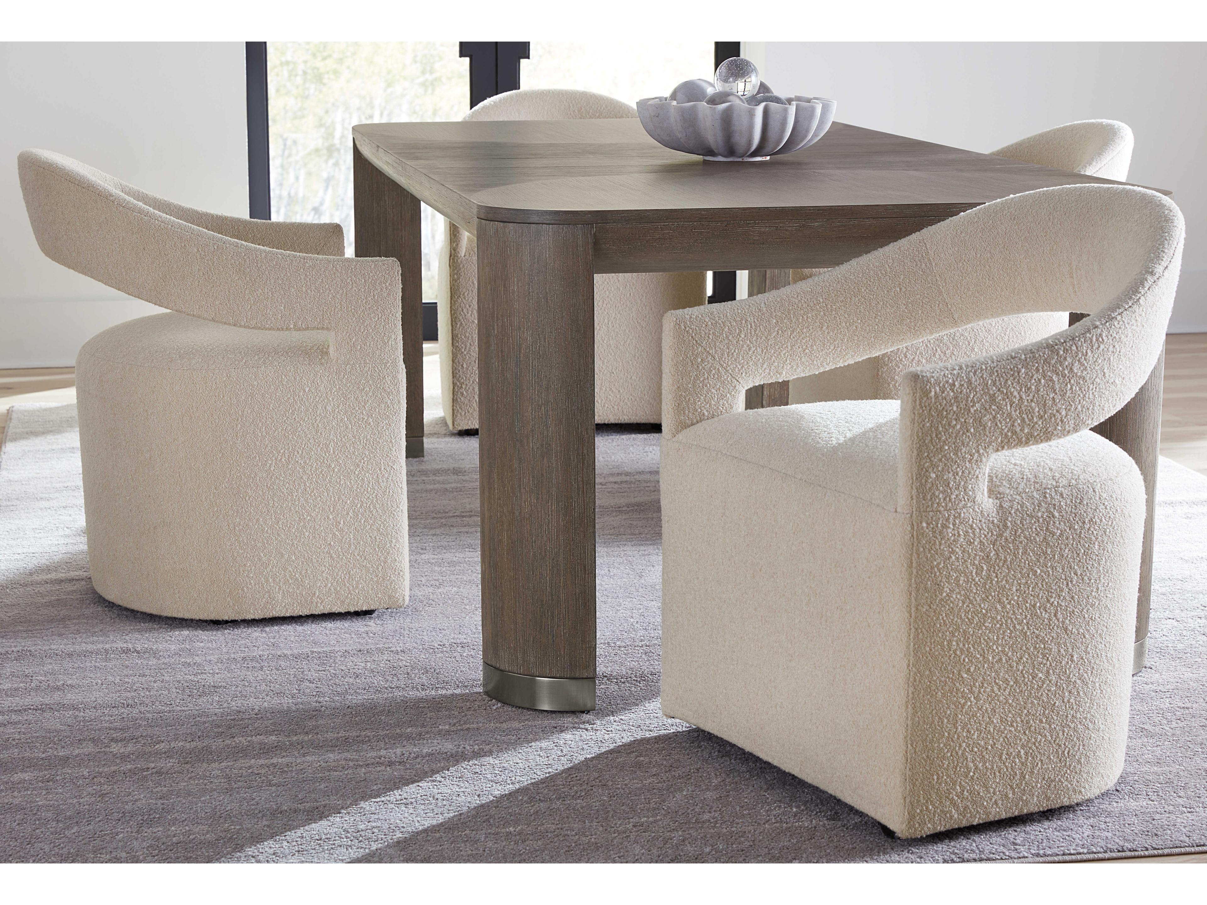 Hooker Furniture Modern Mood Fabric Solid Wood White Upholstered Arm Dining Chair