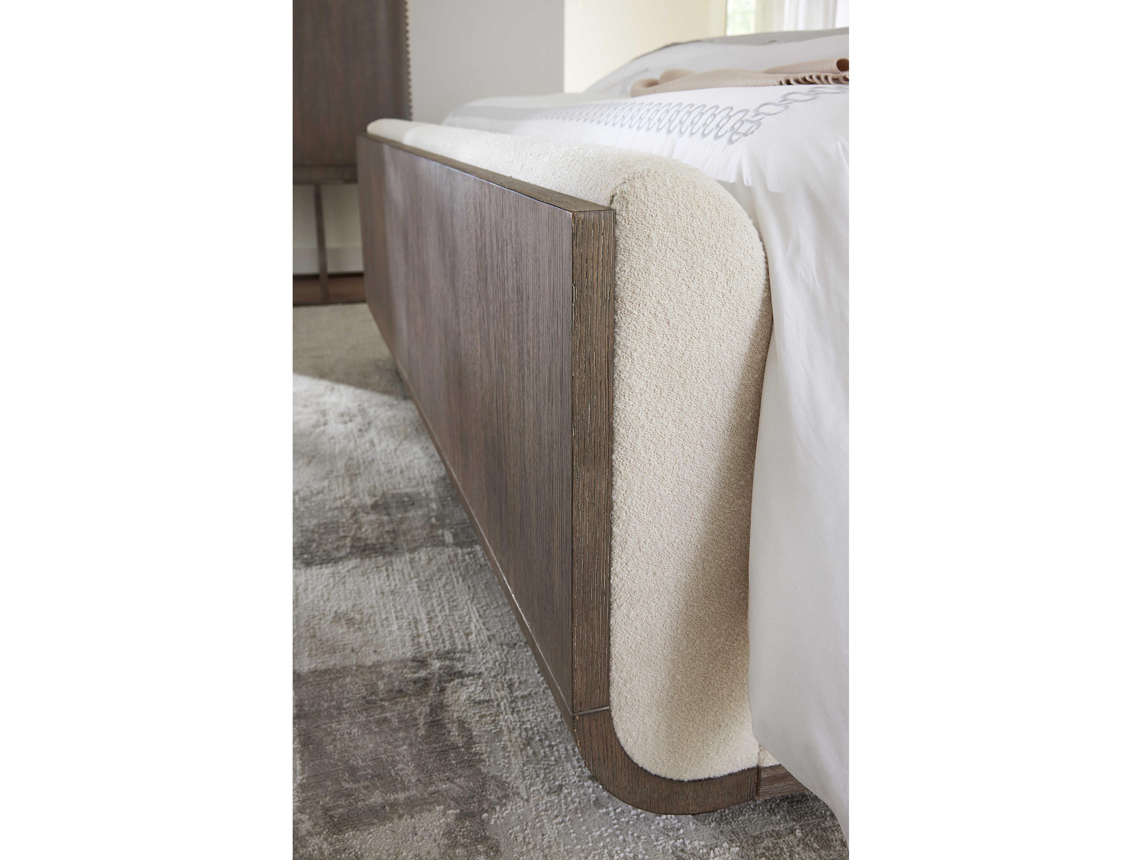 Hooker Furniture Modern Mood Inverness Natural Mink Brown Solid Wood Upholstered King Panel Bed