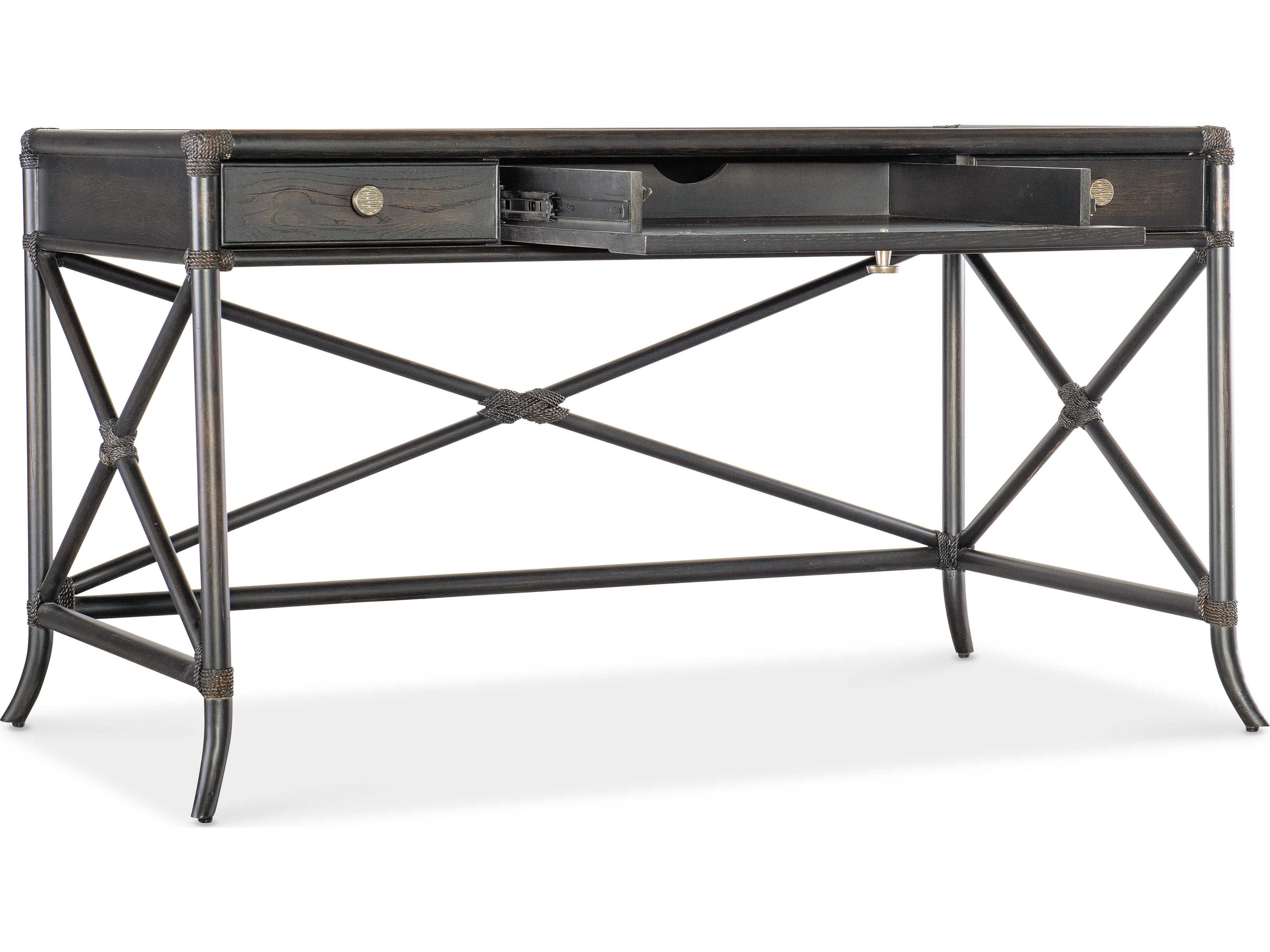 Hooker Furniture Retreat Pole Rattan Black Sand Solid Wood Writing Desk