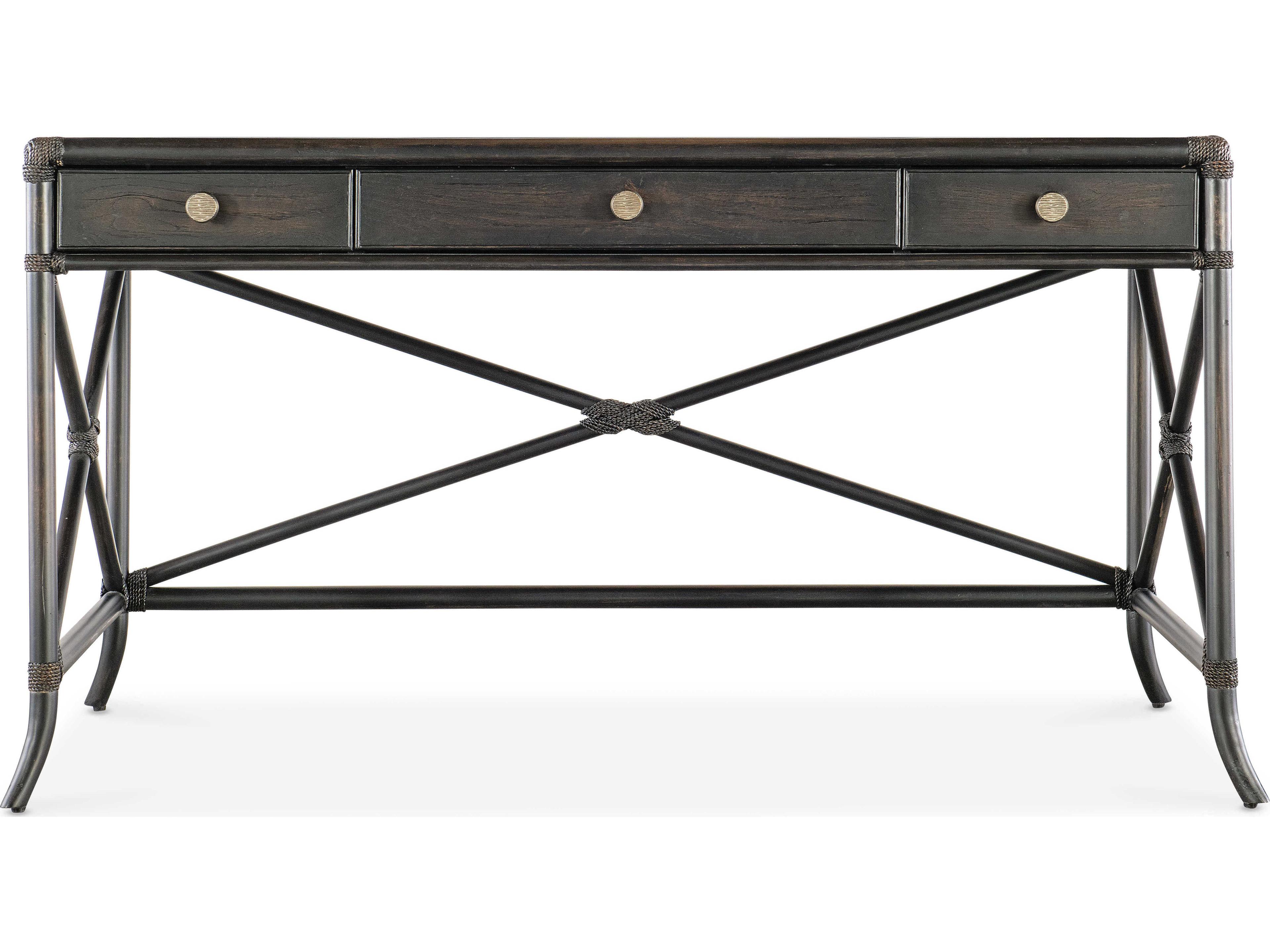 Hooker Furniture Retreat Pole Rattan Black Sand Solid Wood Writing Desk