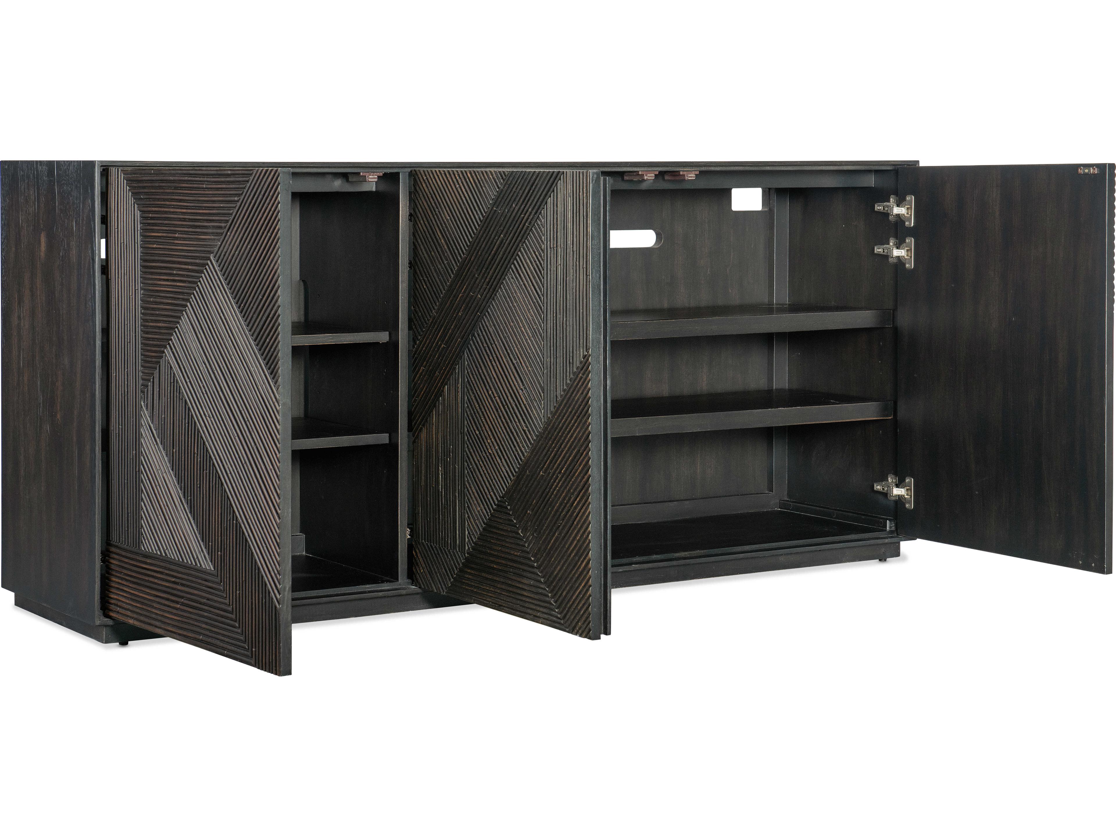 Hooker Furniture Retreat 72" Solid Wood Black Sand Entertainment Credenza
