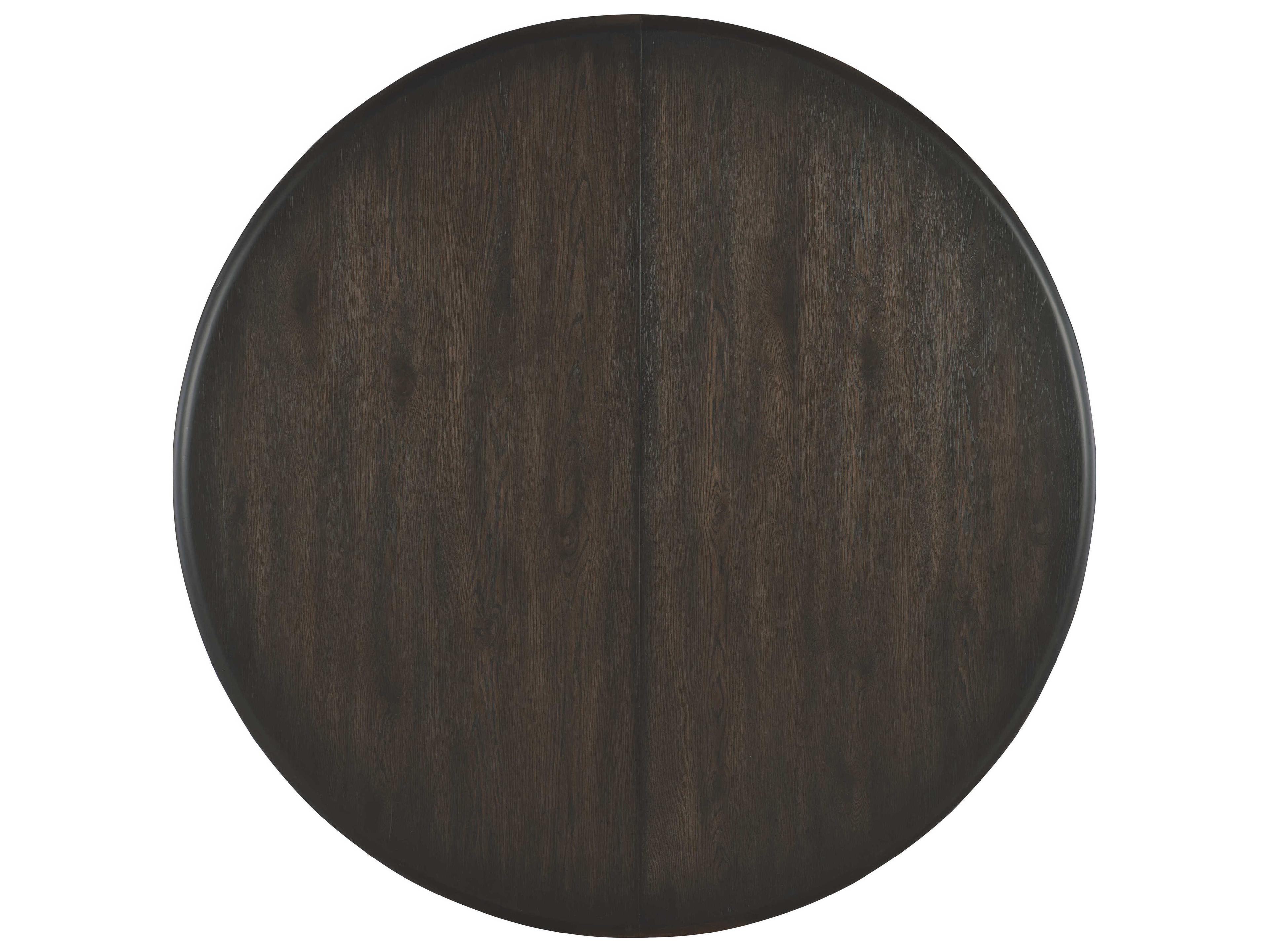 Hooker Furniture Retreat Pole Rattan Extendable Round Wood Black Sand Dining Table