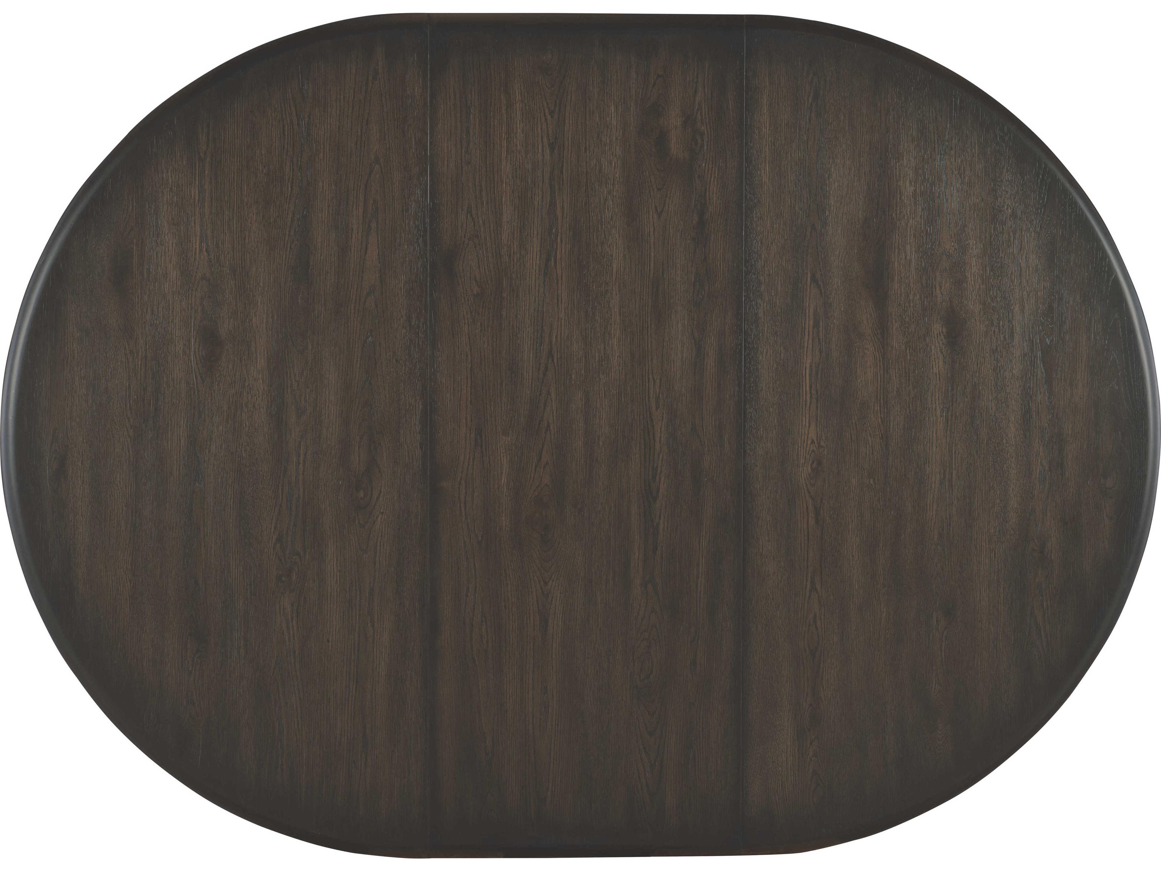 Hooker Furniture Retreat Pole Rattan Extendable Round Wood Black Sand Dining Table