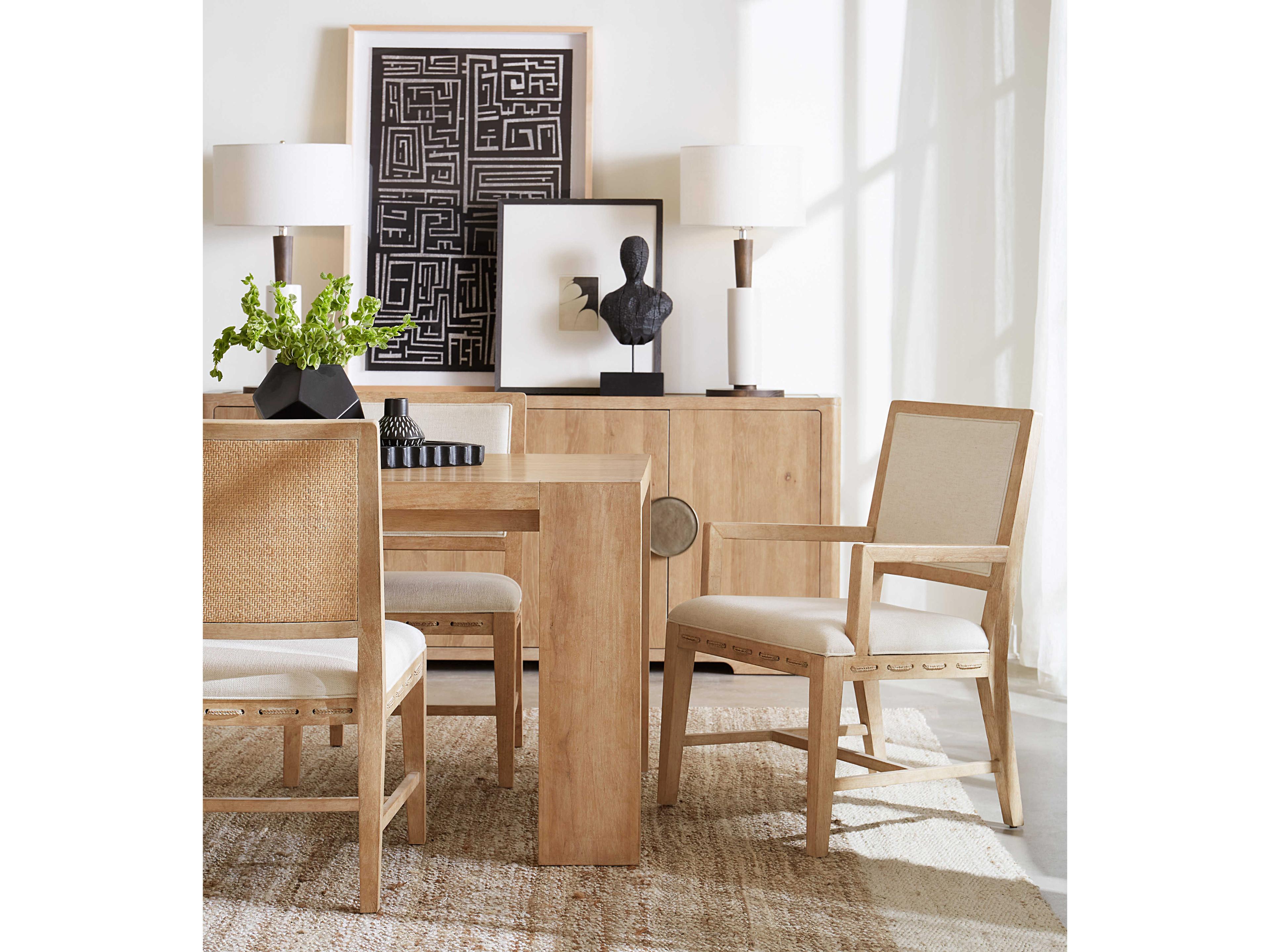 Hooker Furniture Retreat Fabric Solid Wood Beige Upholstered Side Dining Chair