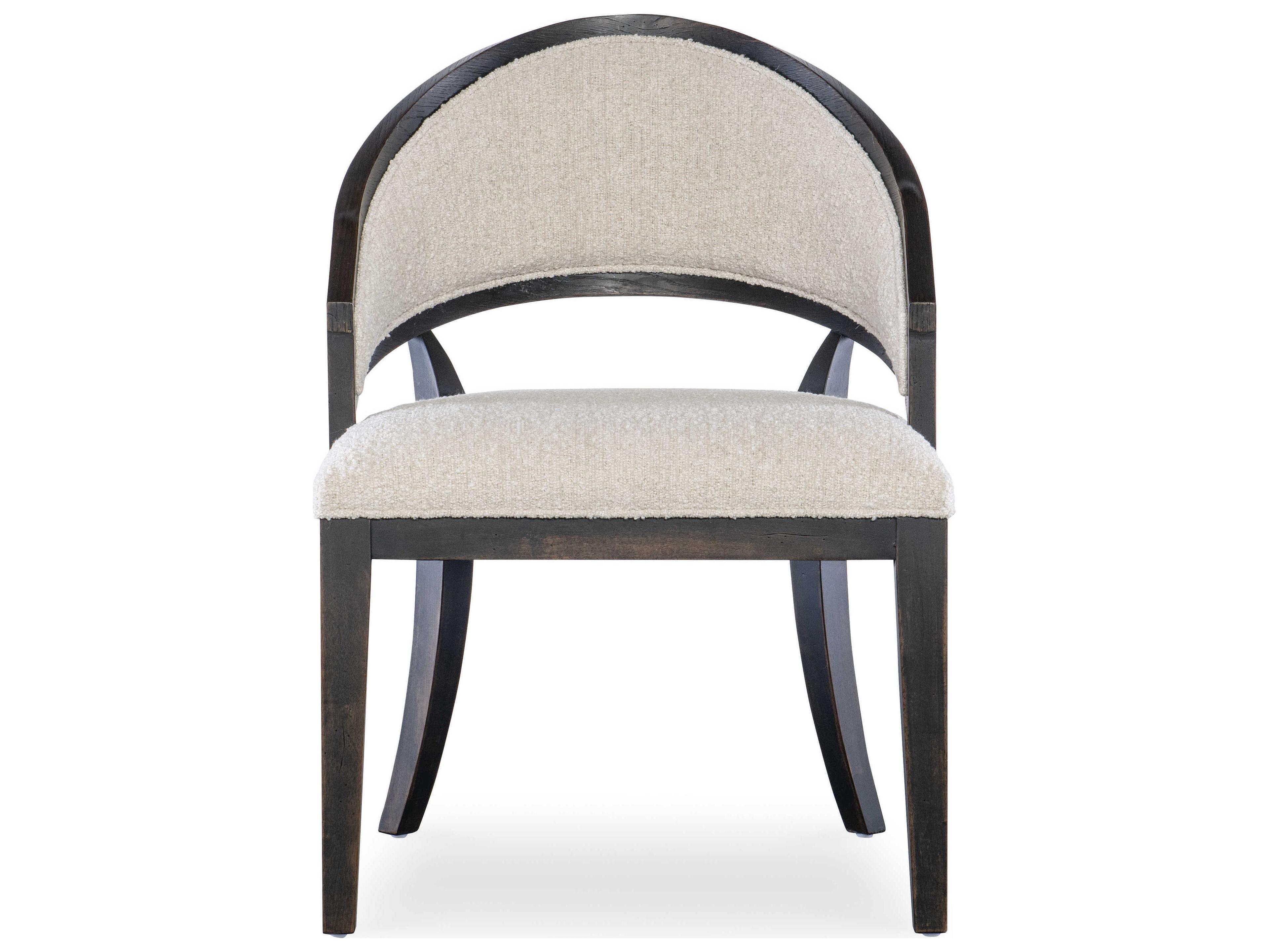 Hooker Furniture Retreat Cane Barrel Back Fabric Solid Wood Black Upholstered Arm Dining Chair