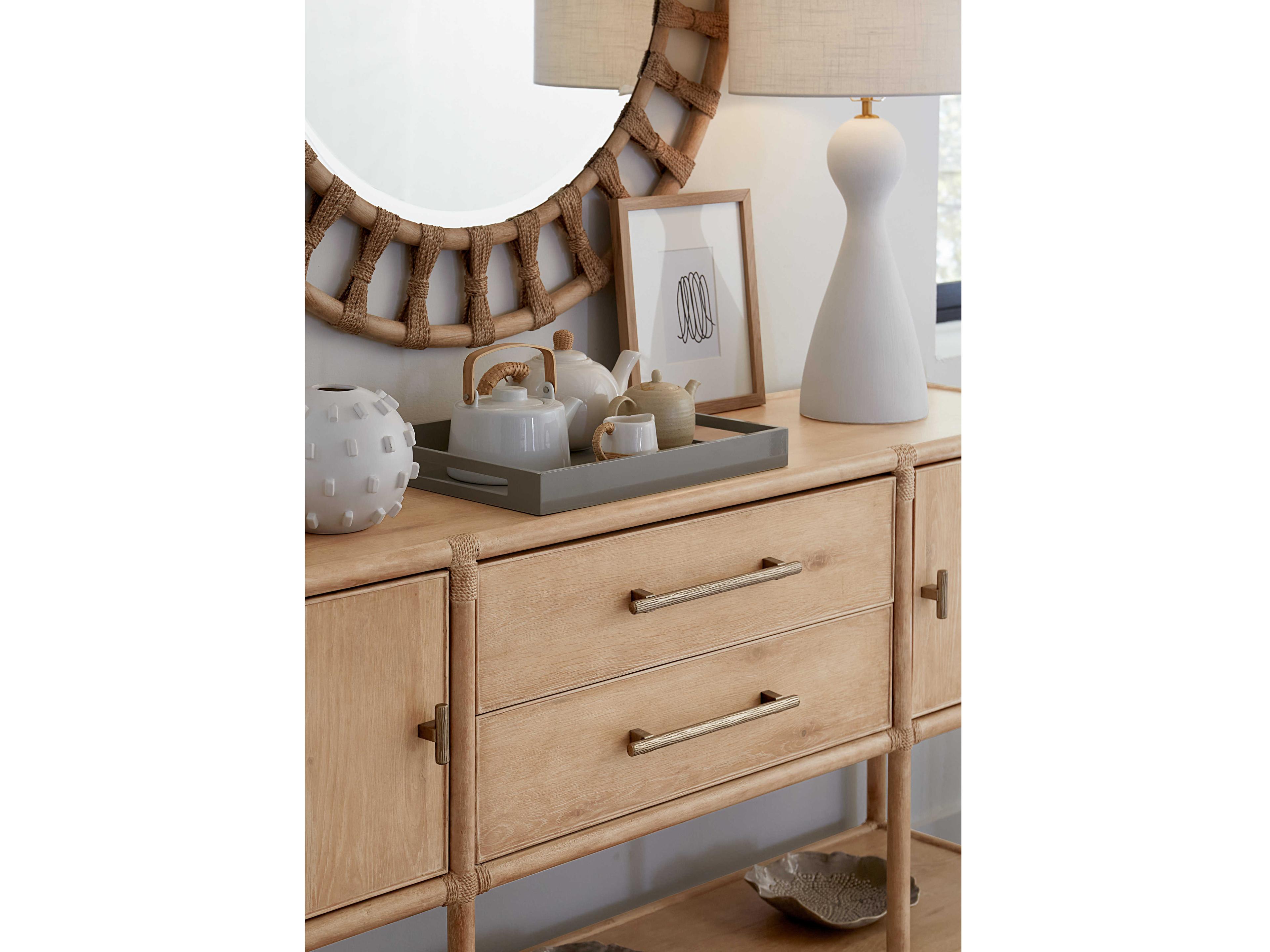 Hooker Furniture Retreat Pole Rattan 70" Solid Wood Dune Sideboard