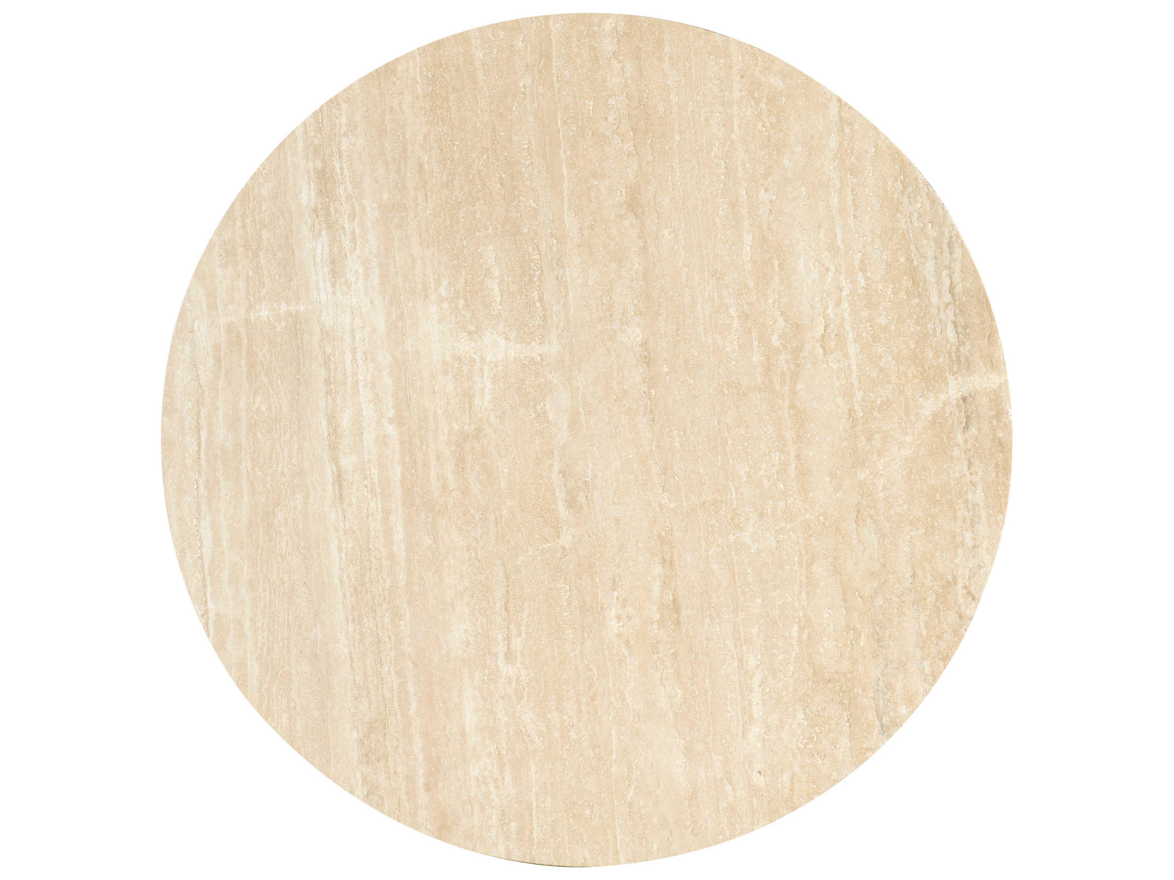 Hooker Furniture Retreat Round Stone Travertine Marble Brown Cocktail Table