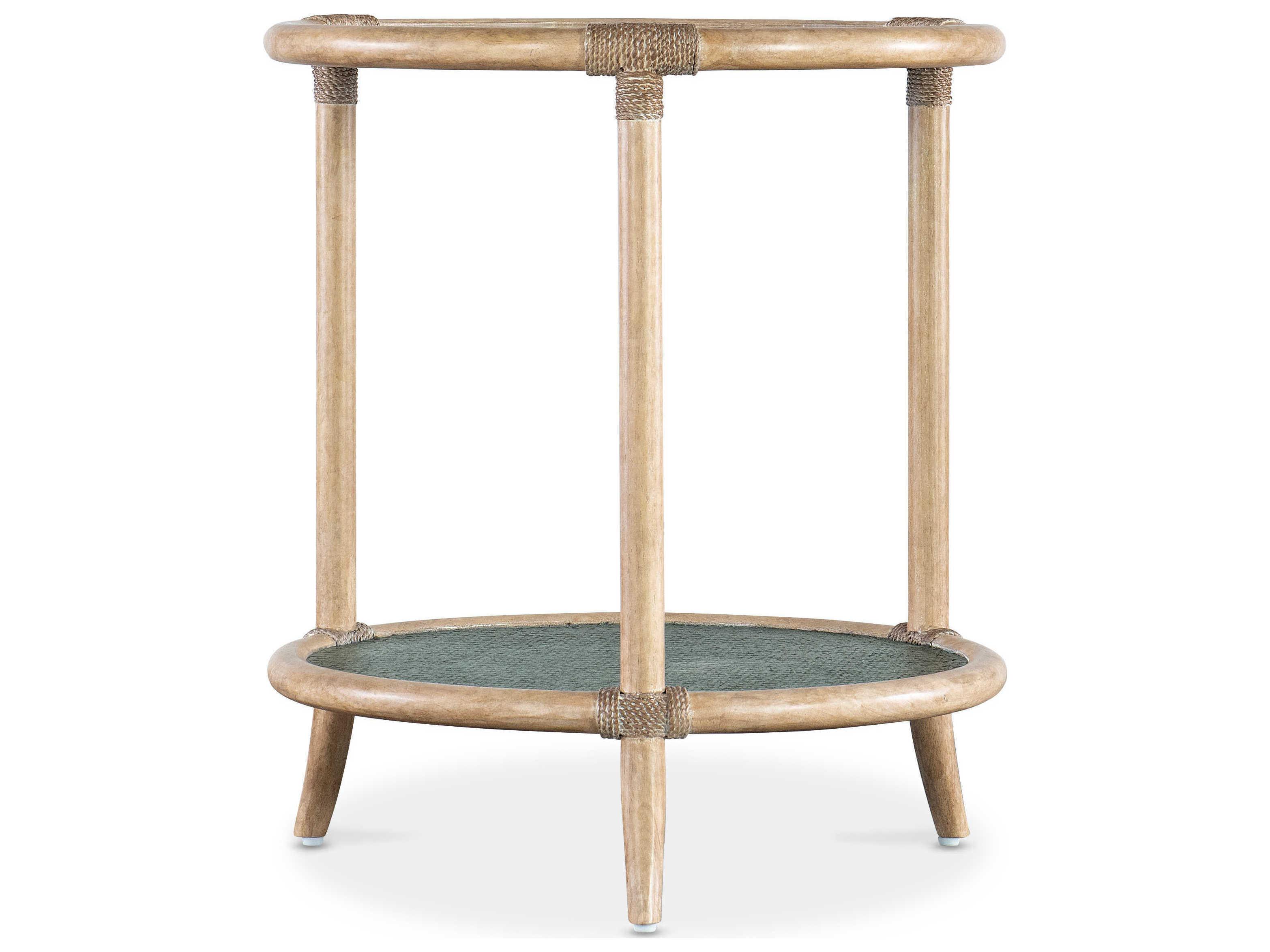 Hooker Furniture Retreat Raffia Round Lagoon Dune End Table