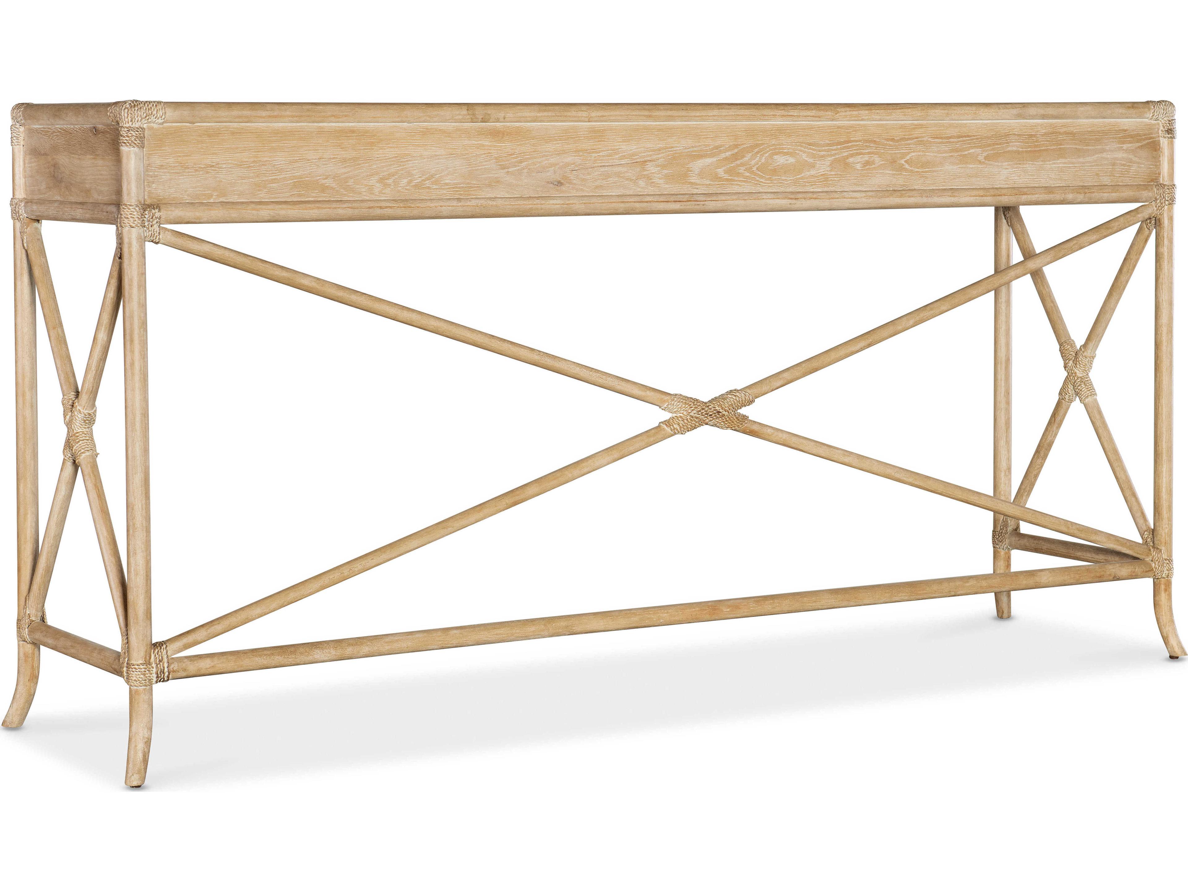 Hooker Furniture Retreat Pole Rattan Rectangular Wood Dune Console Table