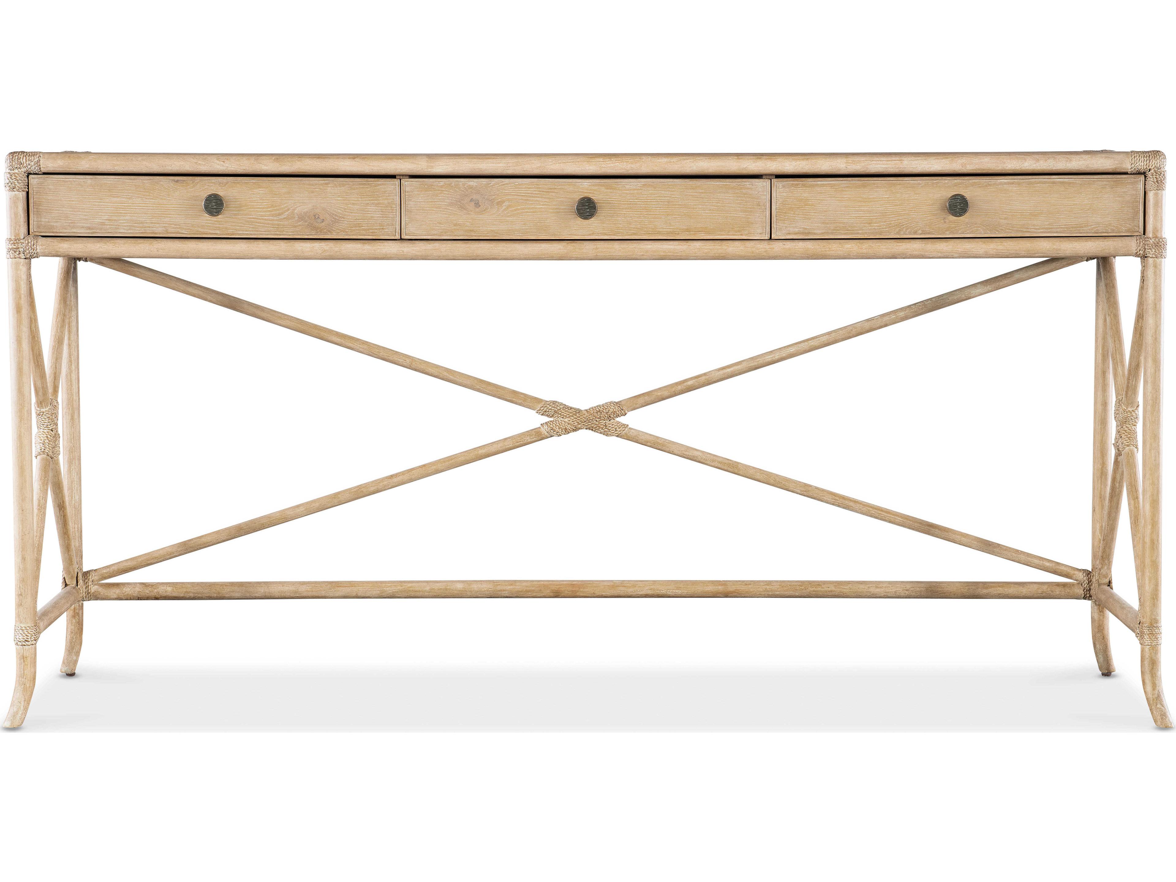 Hooker Furniture Retreat Pole Rattan Rectangular Wood Dune Console Table