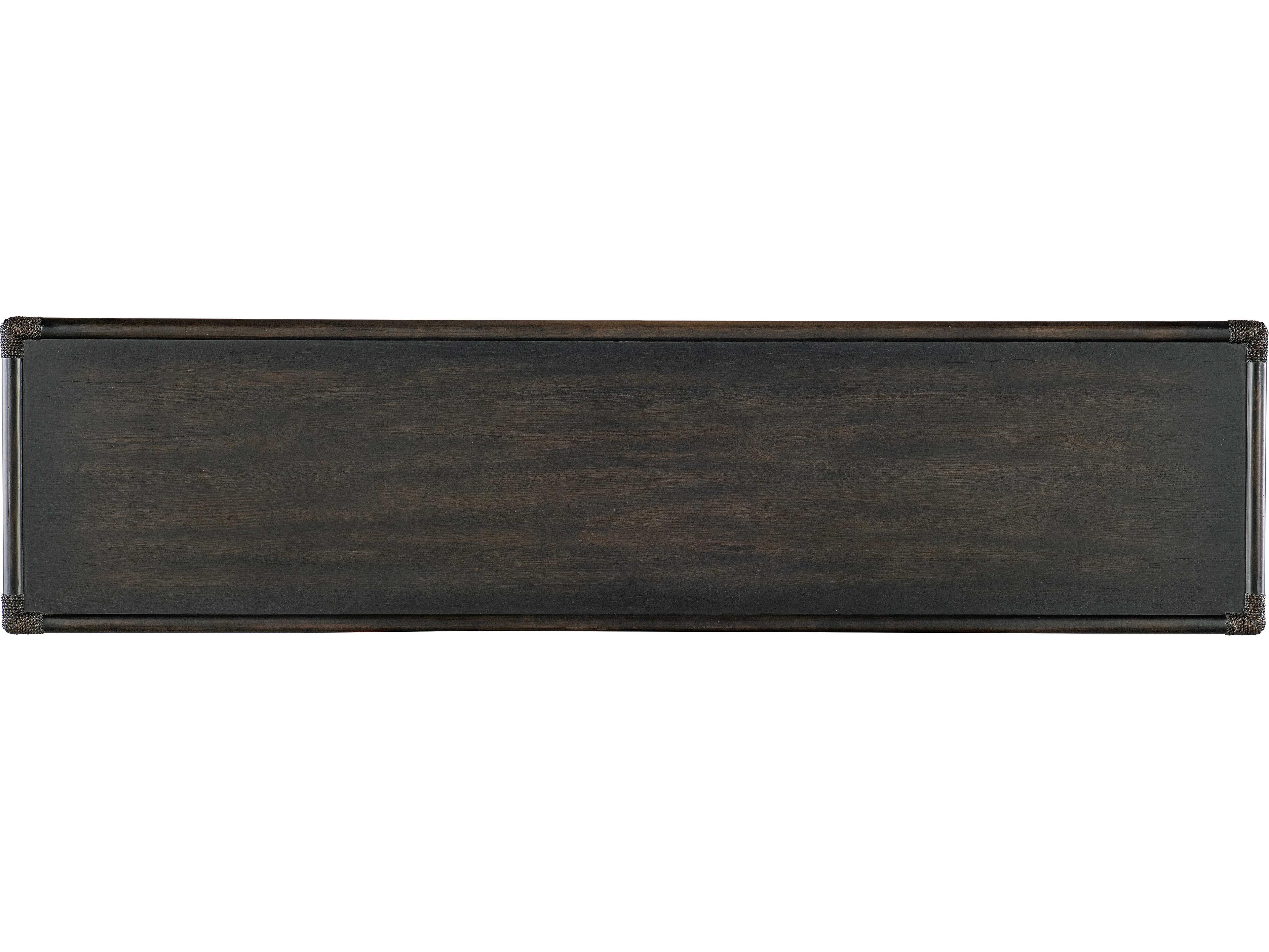 Hooker Furniture Retreat Pole Rattan Rectangular Wood Black Sand Console Table
