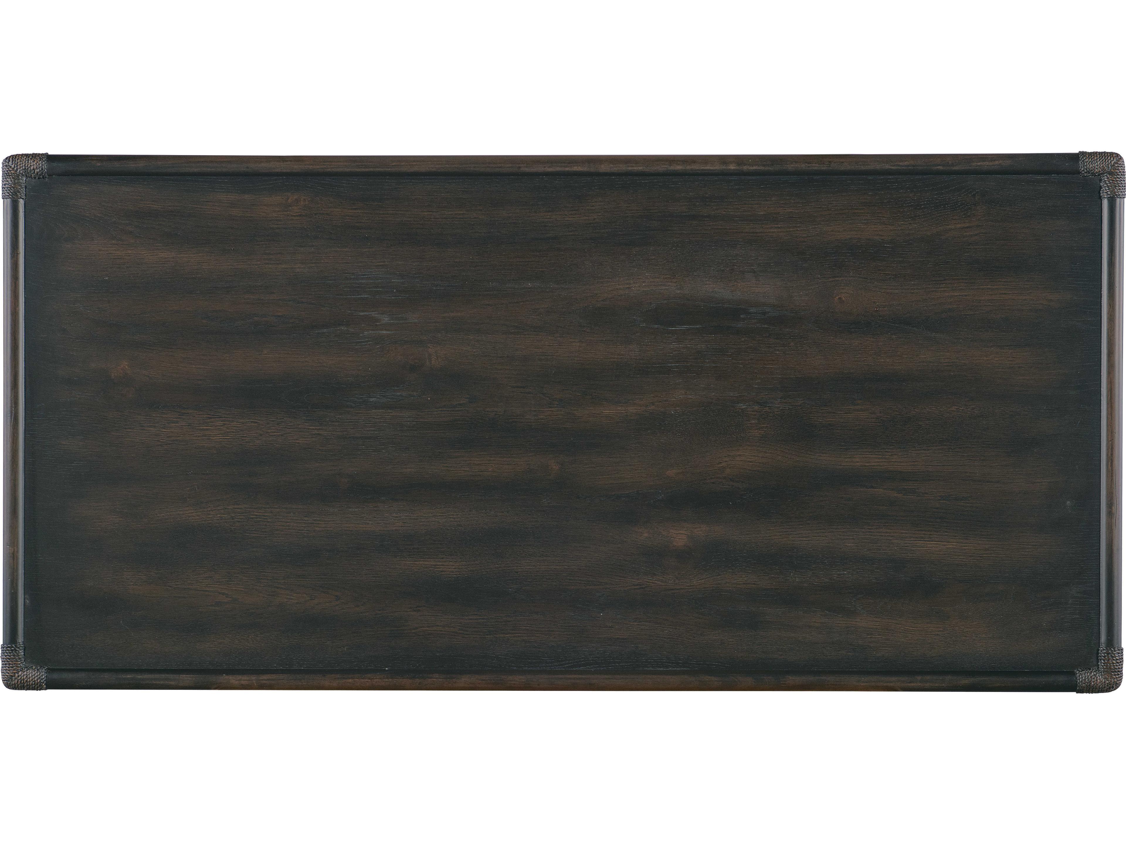Hooker Furniture Retreat Pole Rattan Rectangular Wood Black Sand Cocktail Table