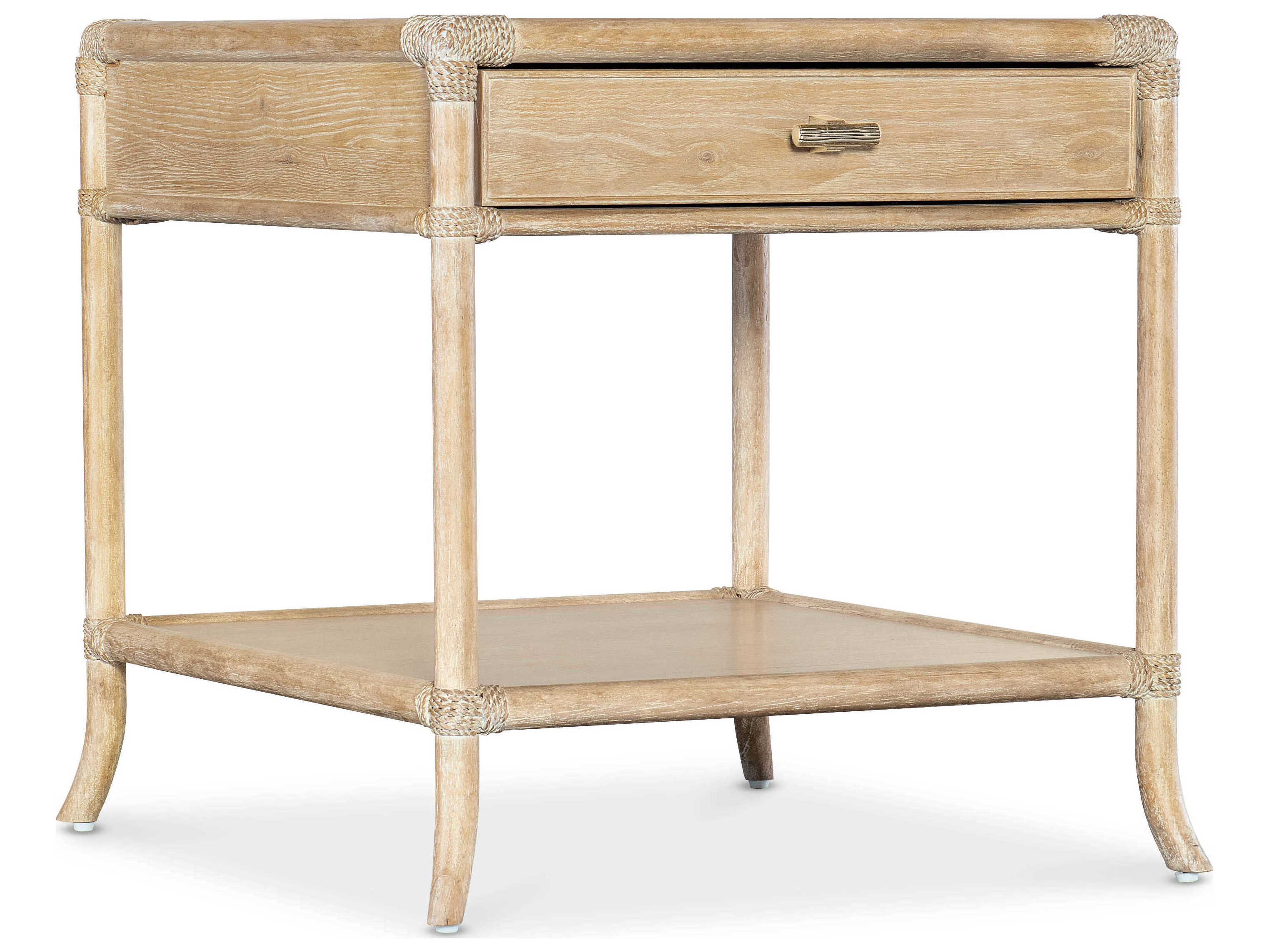 Hooker Furniture Retreat Pole Rattan Rectangular Wood Dune End Table