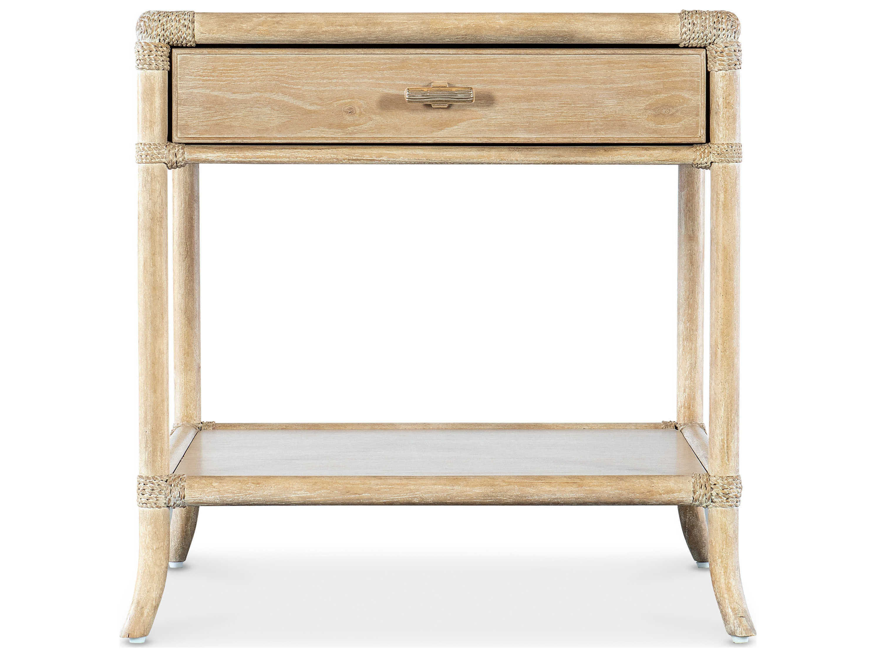 Hooker Furniture Retreat Pole Rattan Rectangular Wood Dune End Table