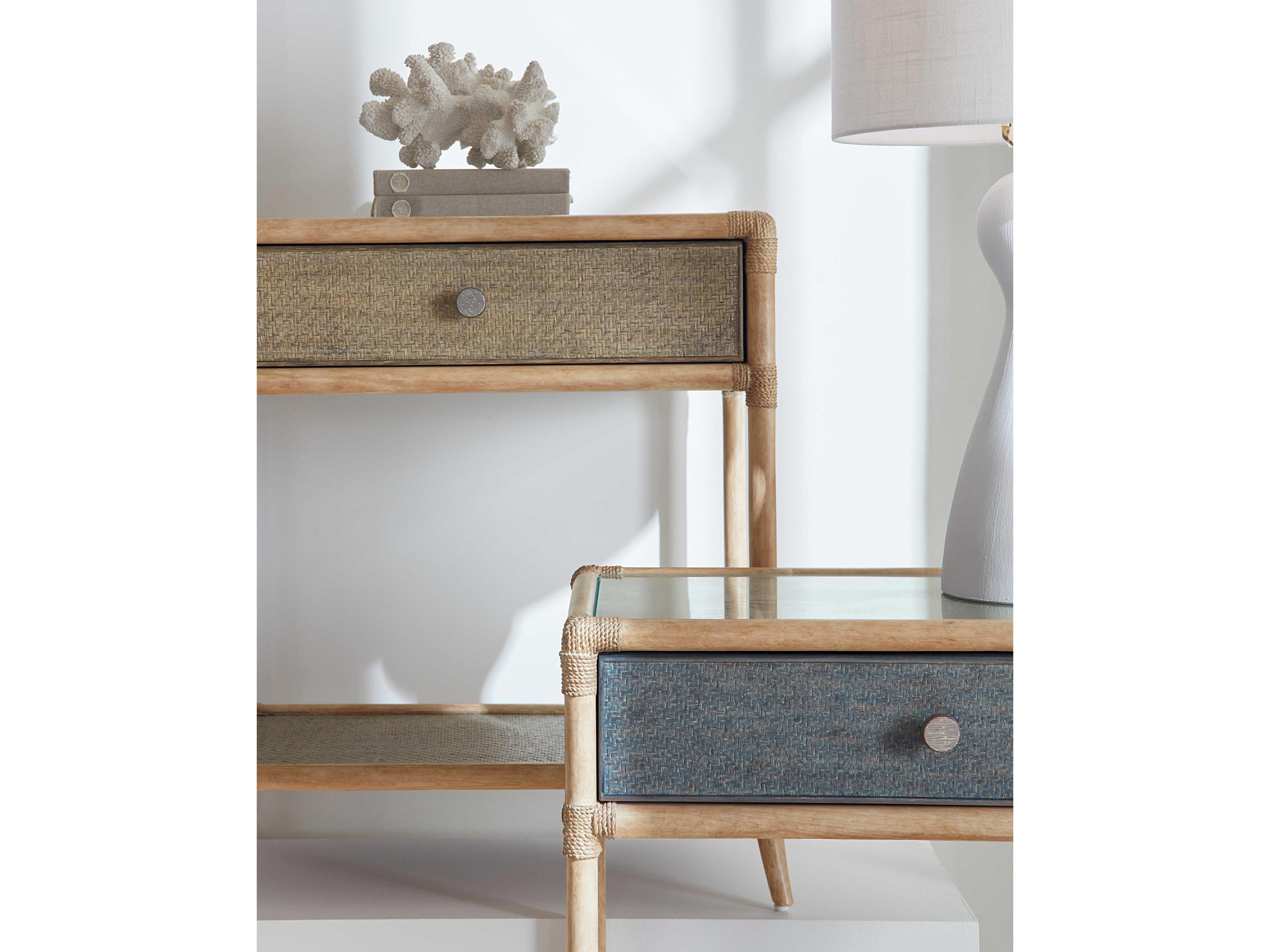 Hooker Furniture Retreat Pole Rattan 1-Drawer Brown Solid Wood Nightstand