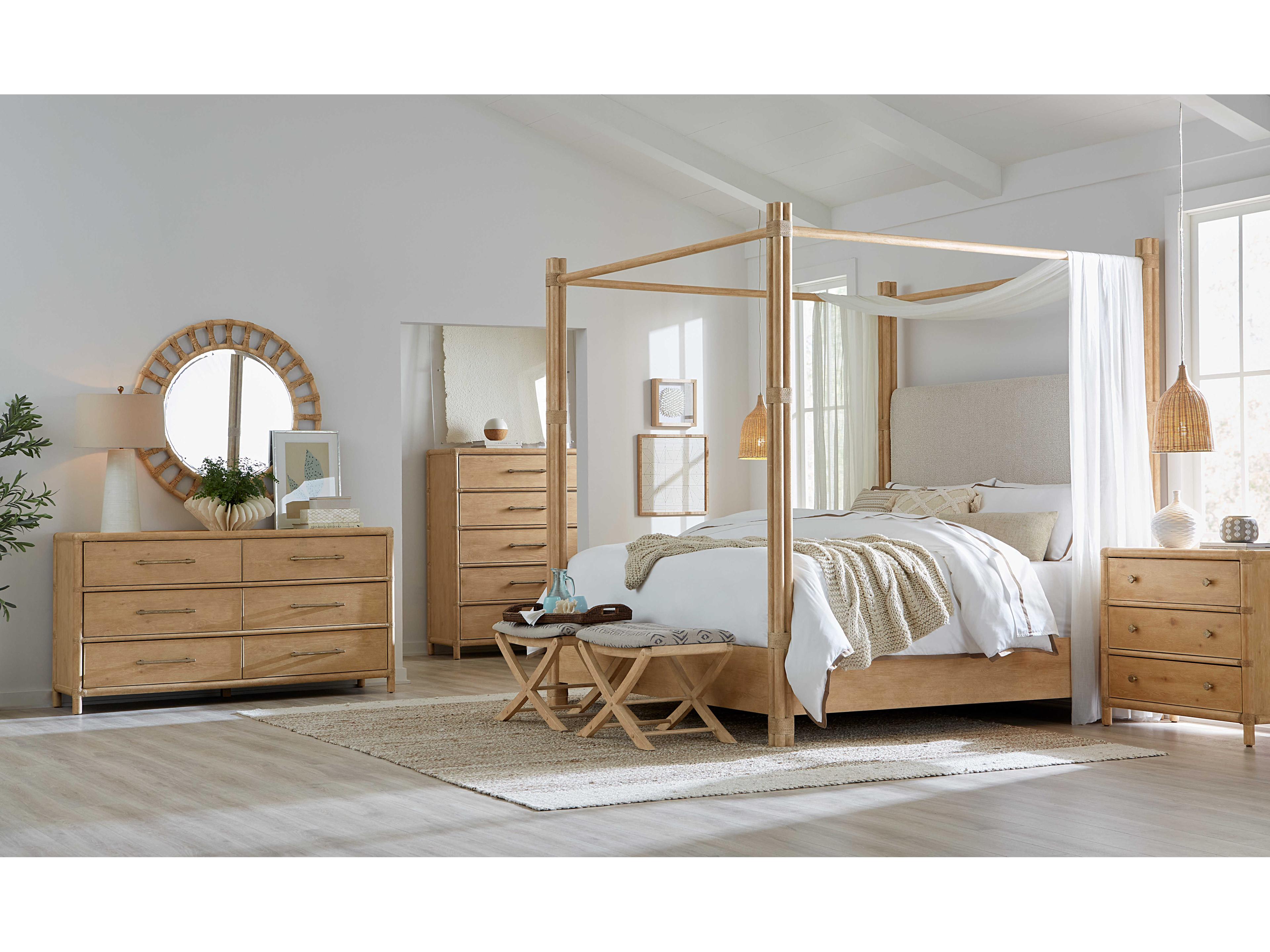 Hooker Furniture Retreat Jafar Grey Dune Brown Upholstered Accent Stool