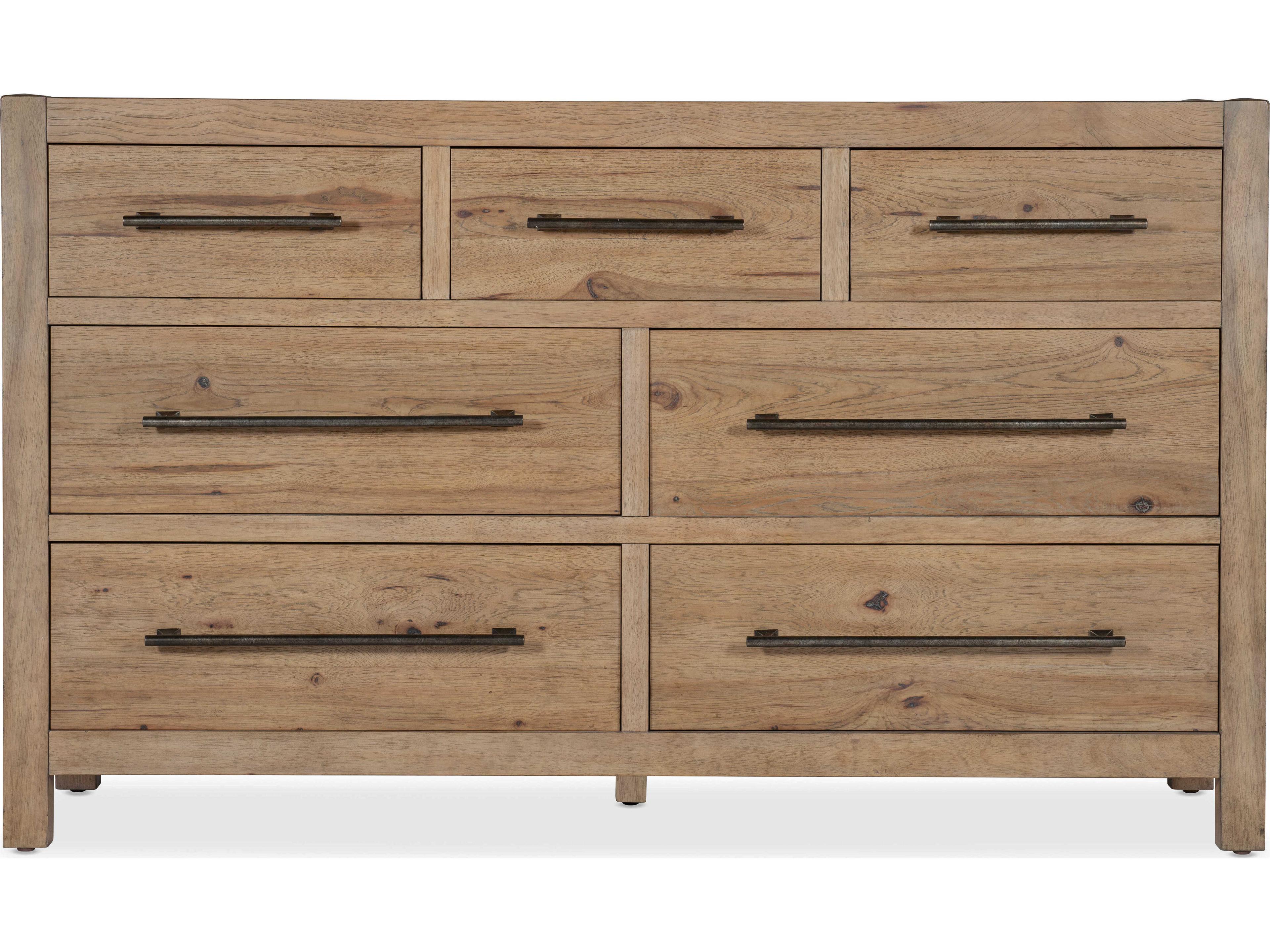 Hooker Furniture Vineyard Row 7-Drawers Brown Oak Wood Double Dresser