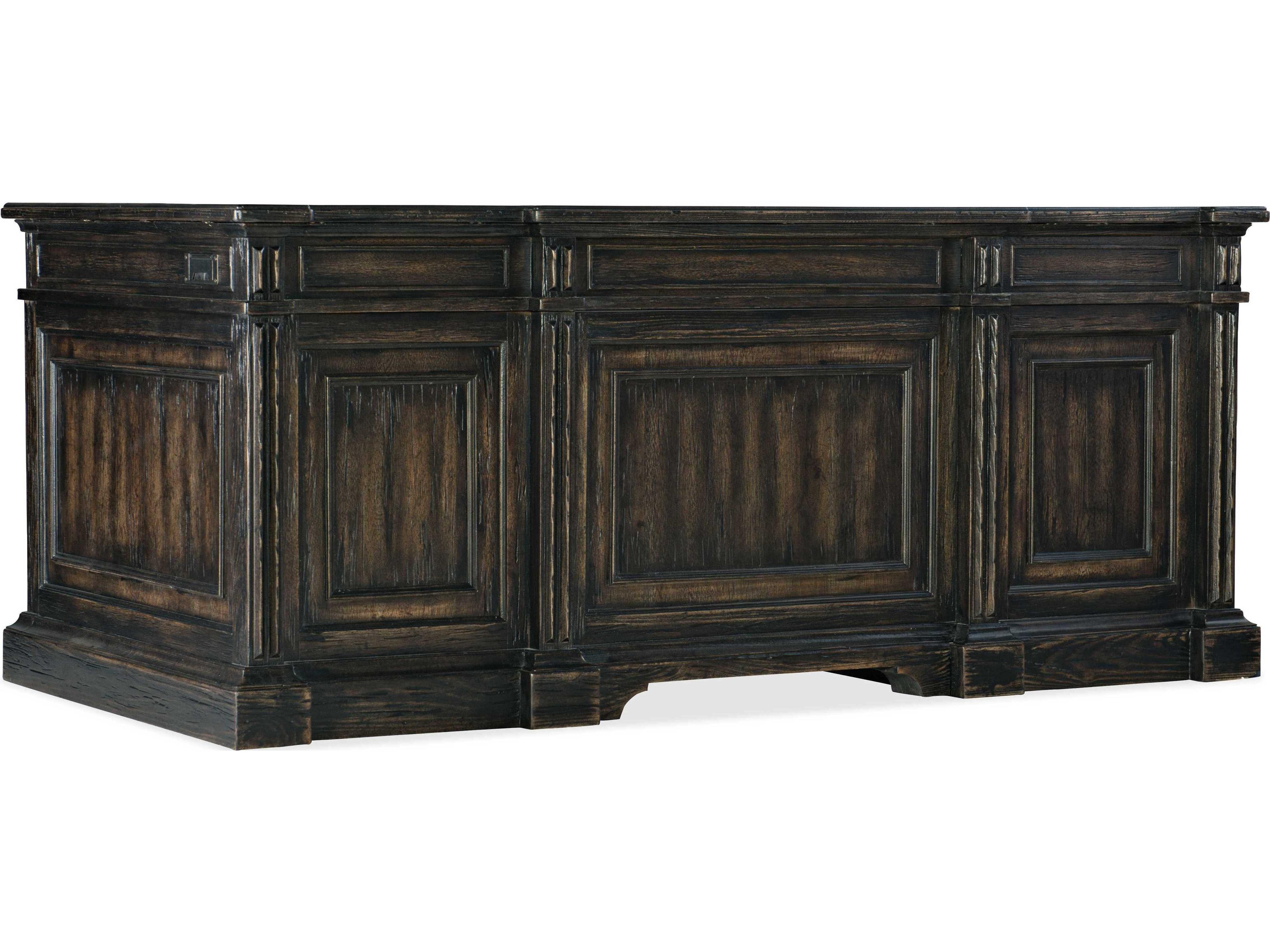 Luxecor Heritage Antique Varnish Black Hardwood Executive Desk