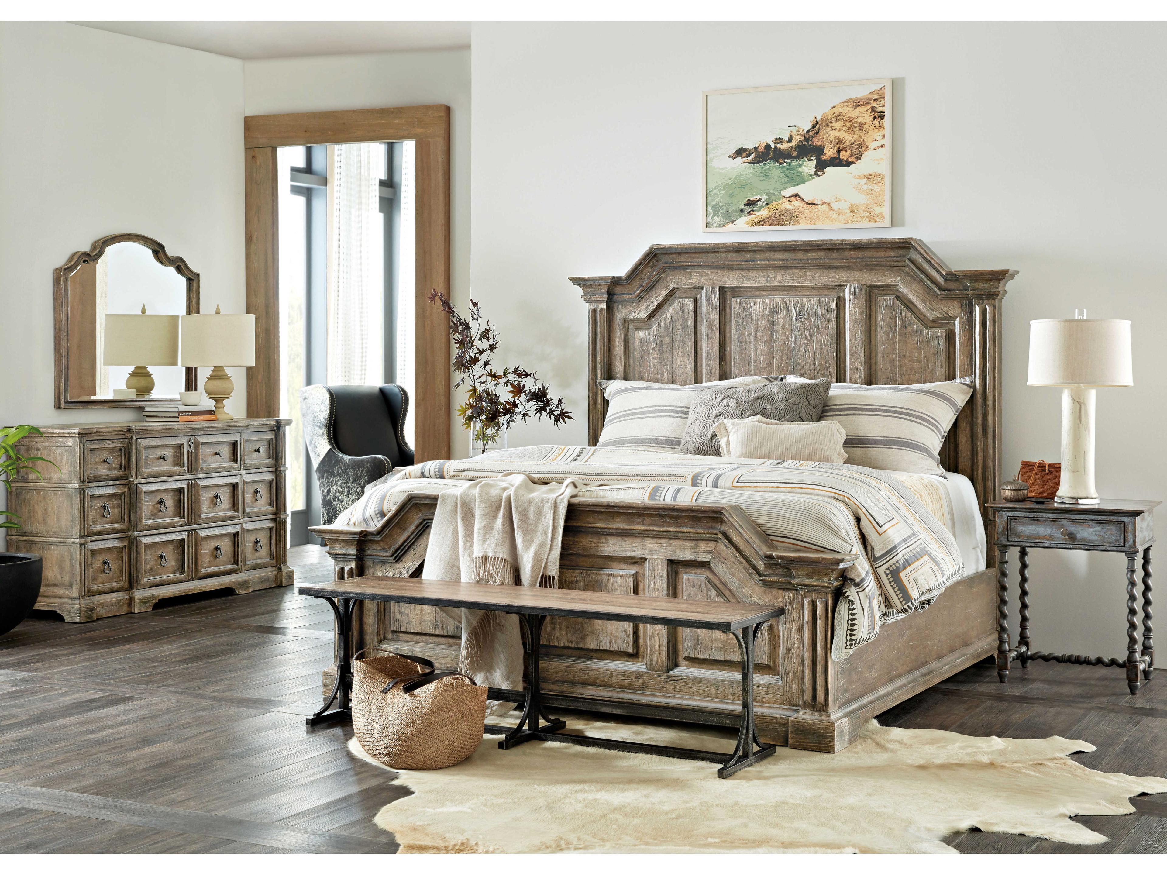 Hooker Furniture La Grange Wood Brown Accent Bench