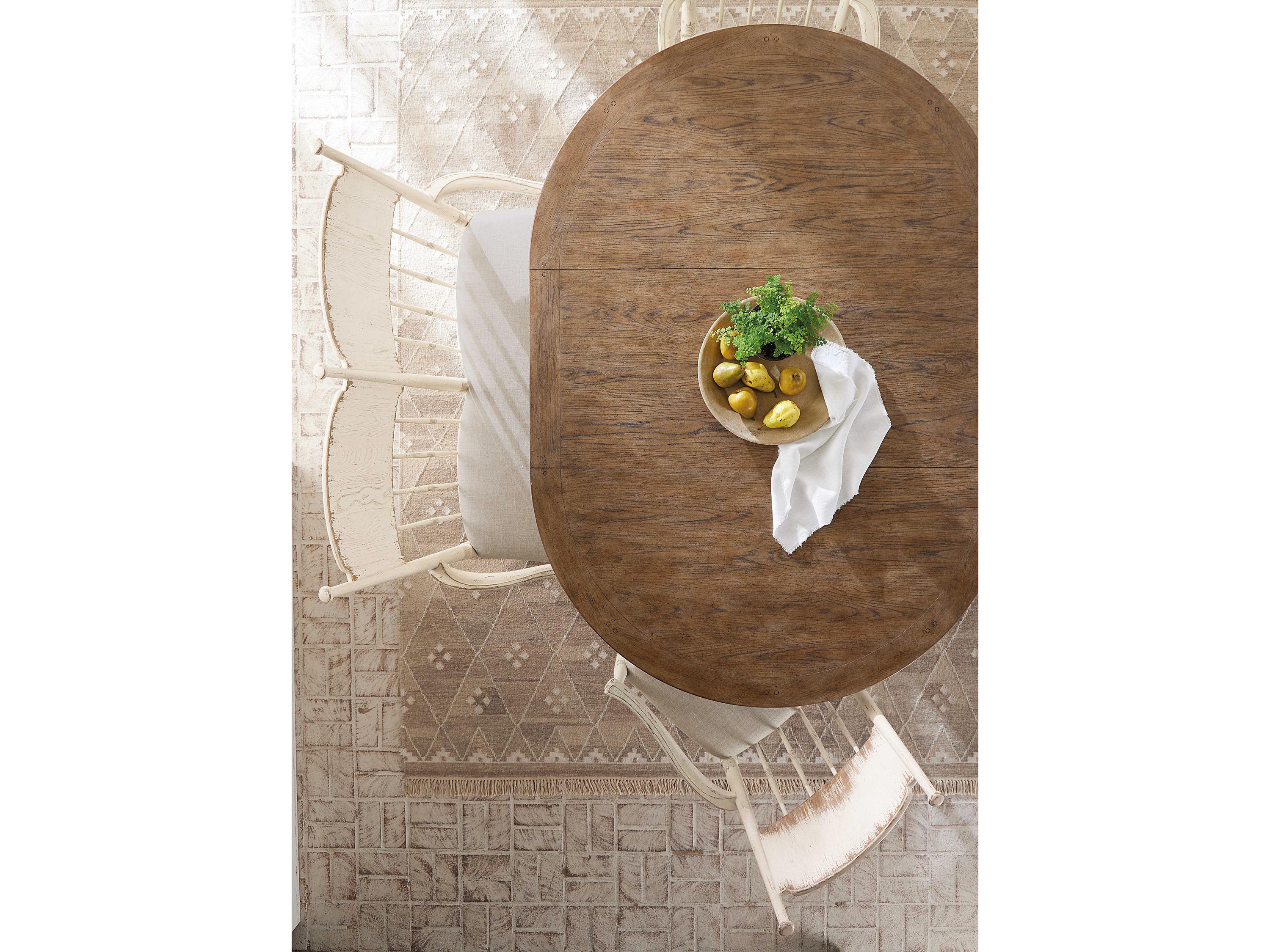 Hooker Furniture Americana Beige Oak Wood Upholstered Arm Dining Chair