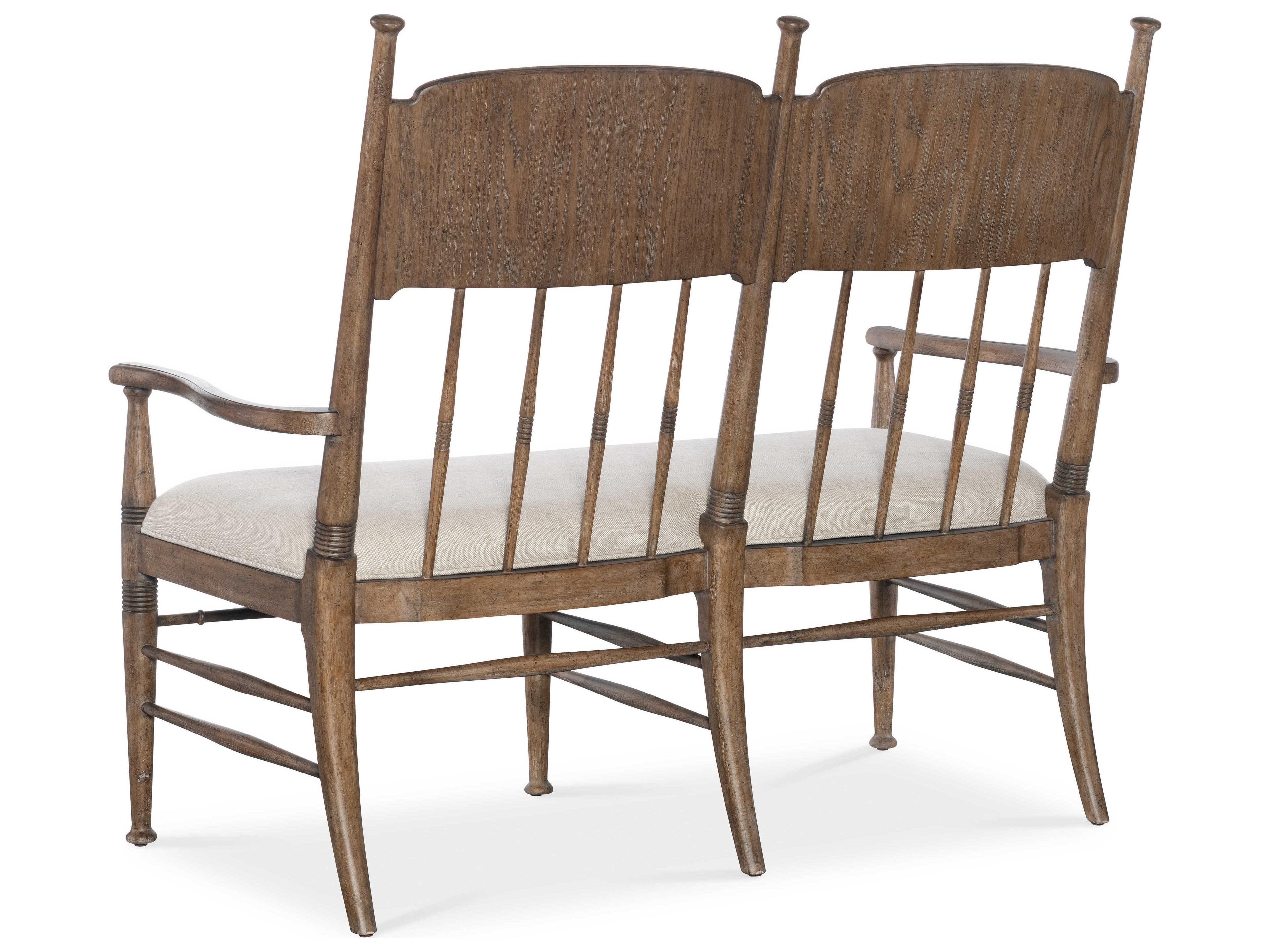 Hooker Furniture Americana Brown Oak Wood Upholstered Arm Dining Chair