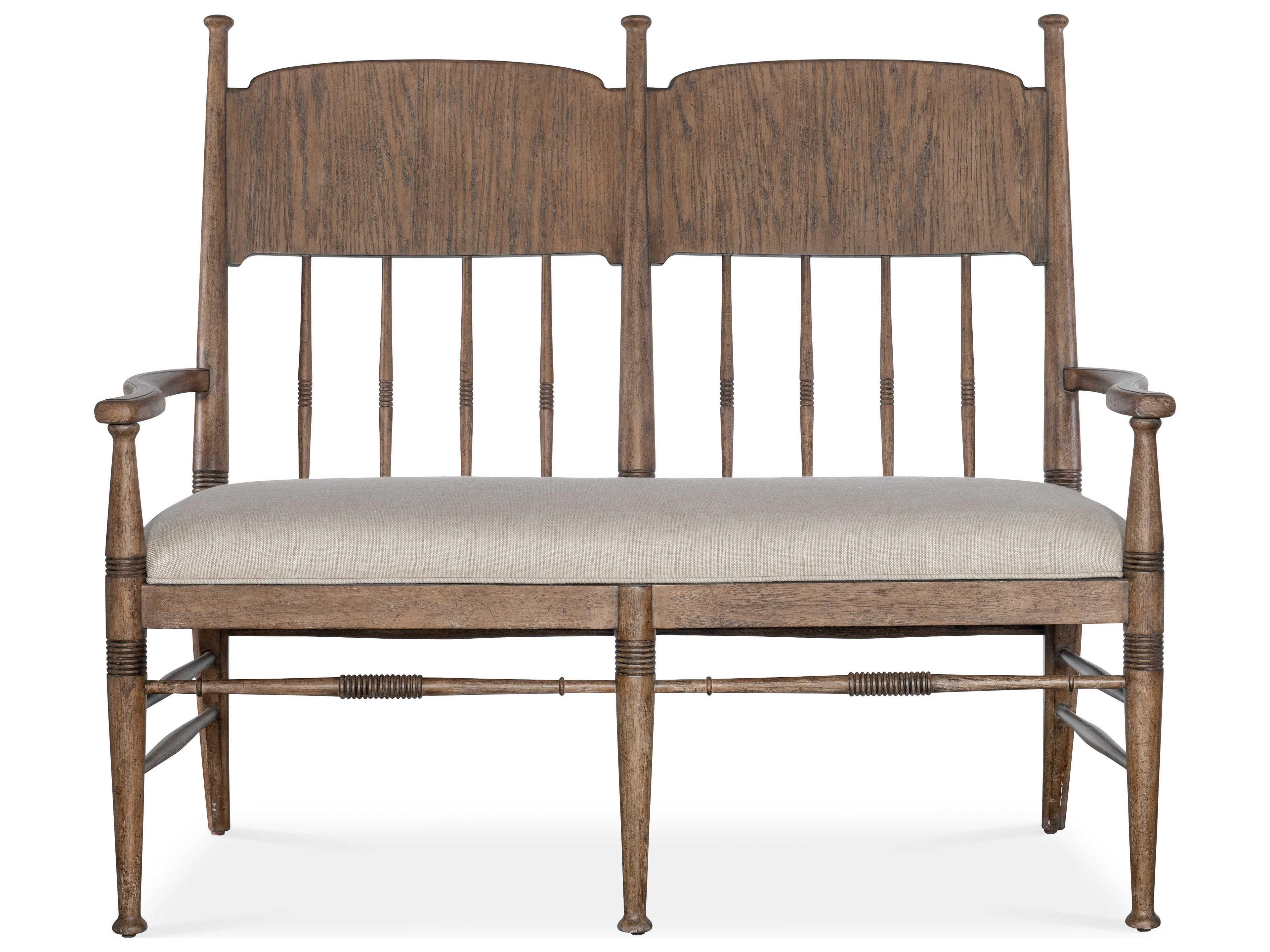 Hooker Furniture Americana Brown Oak Wood Upholstered Arm Dining Chair