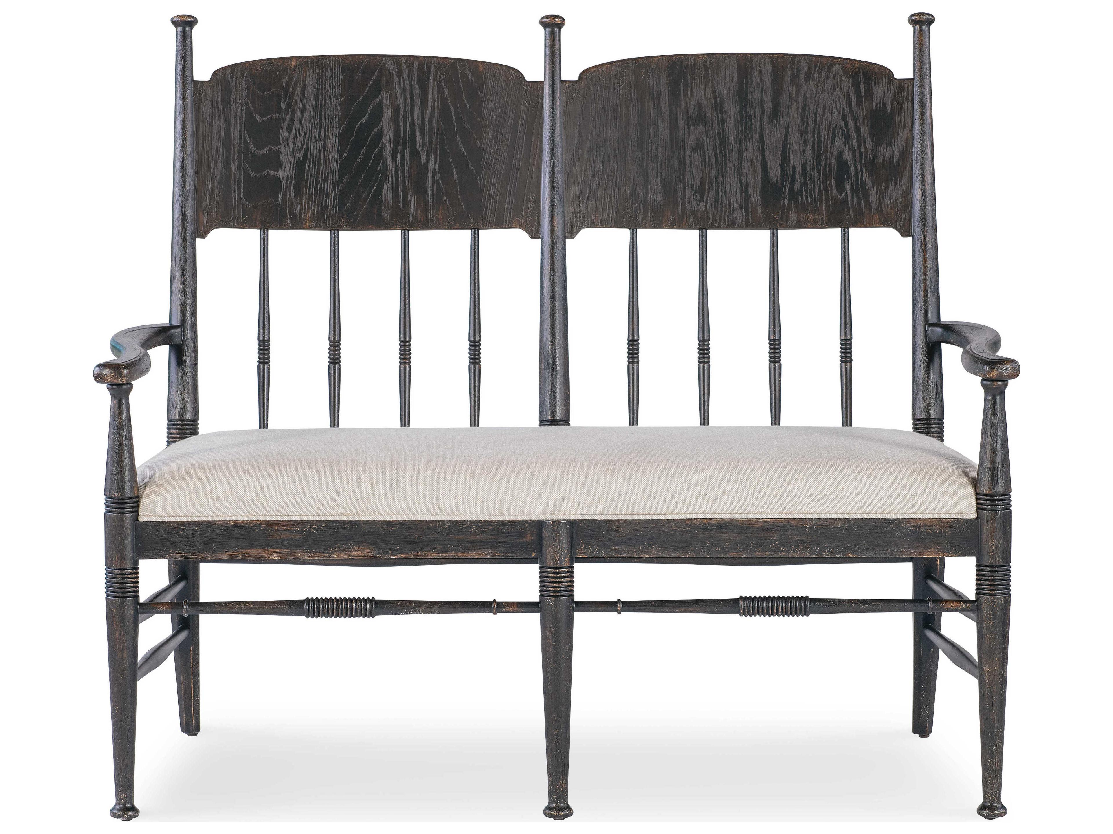 Hooker Furniture Americana Brown Oak Wood Upholstered Arm Dining Chair