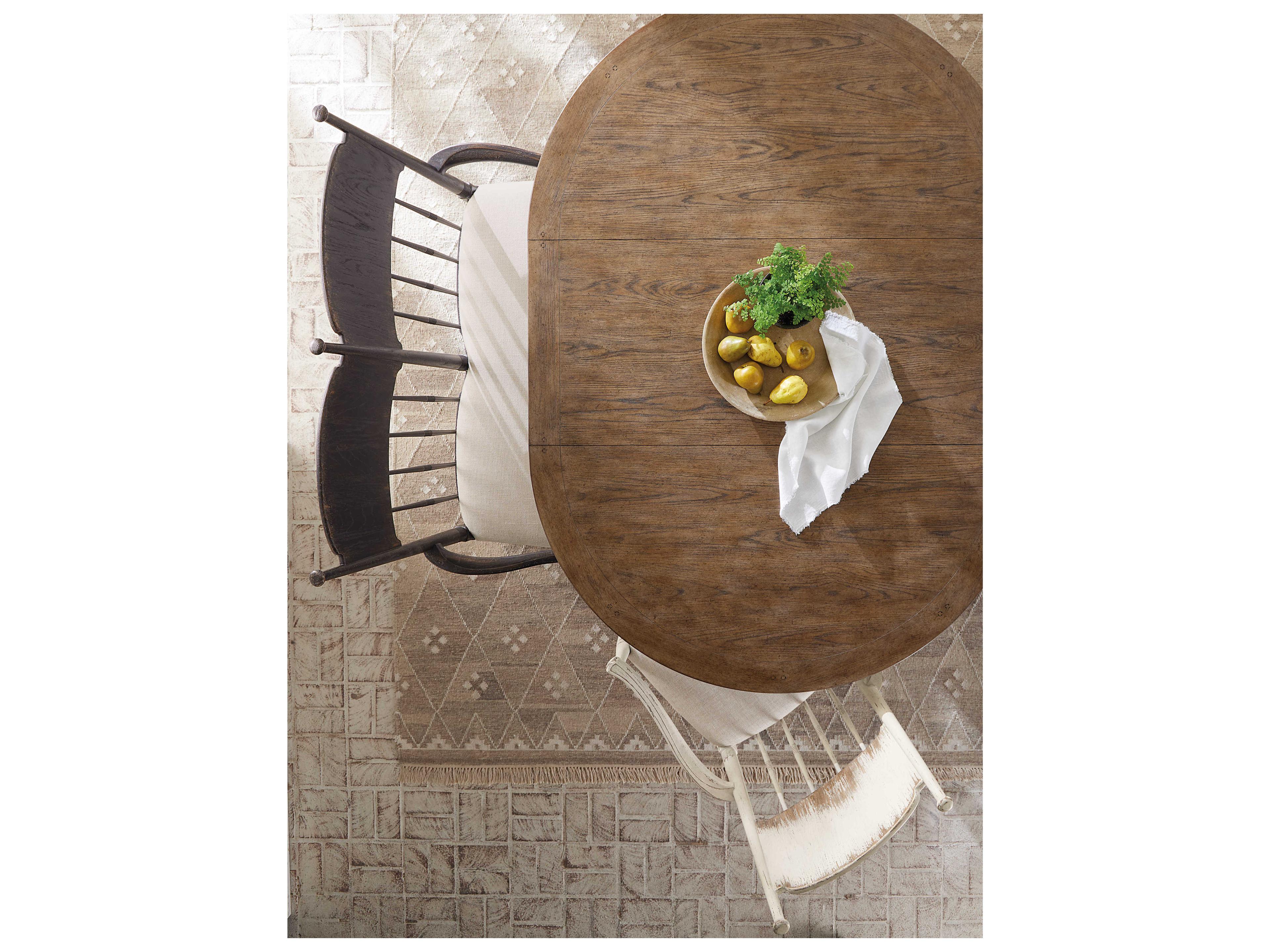 Hooker Furniture Americana Brown Oak Wood Upholstered Arm Dining Chair