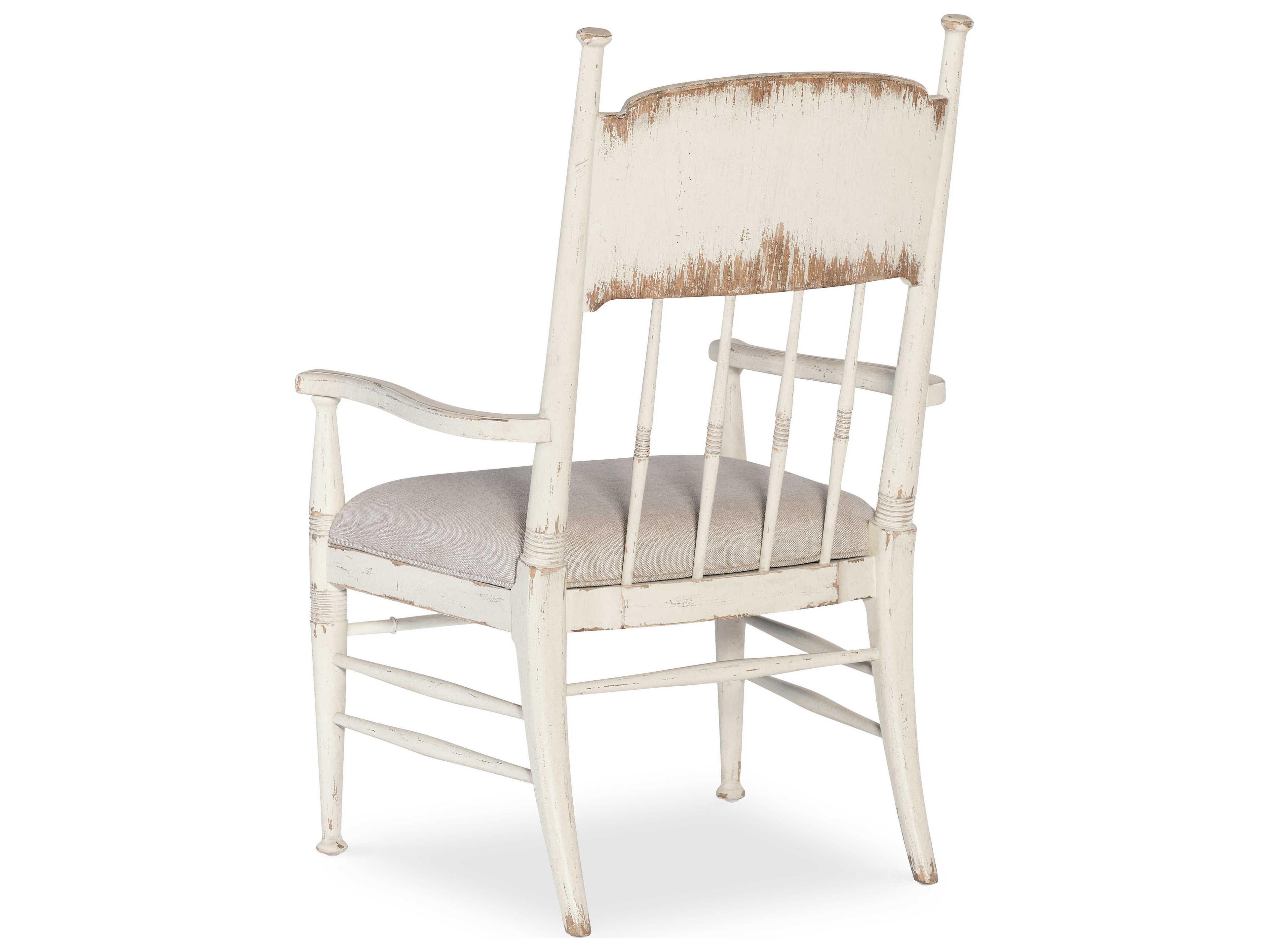 Hooker Furniture Americana Beige Oak Wood Upholstered Arm Dining Chair
