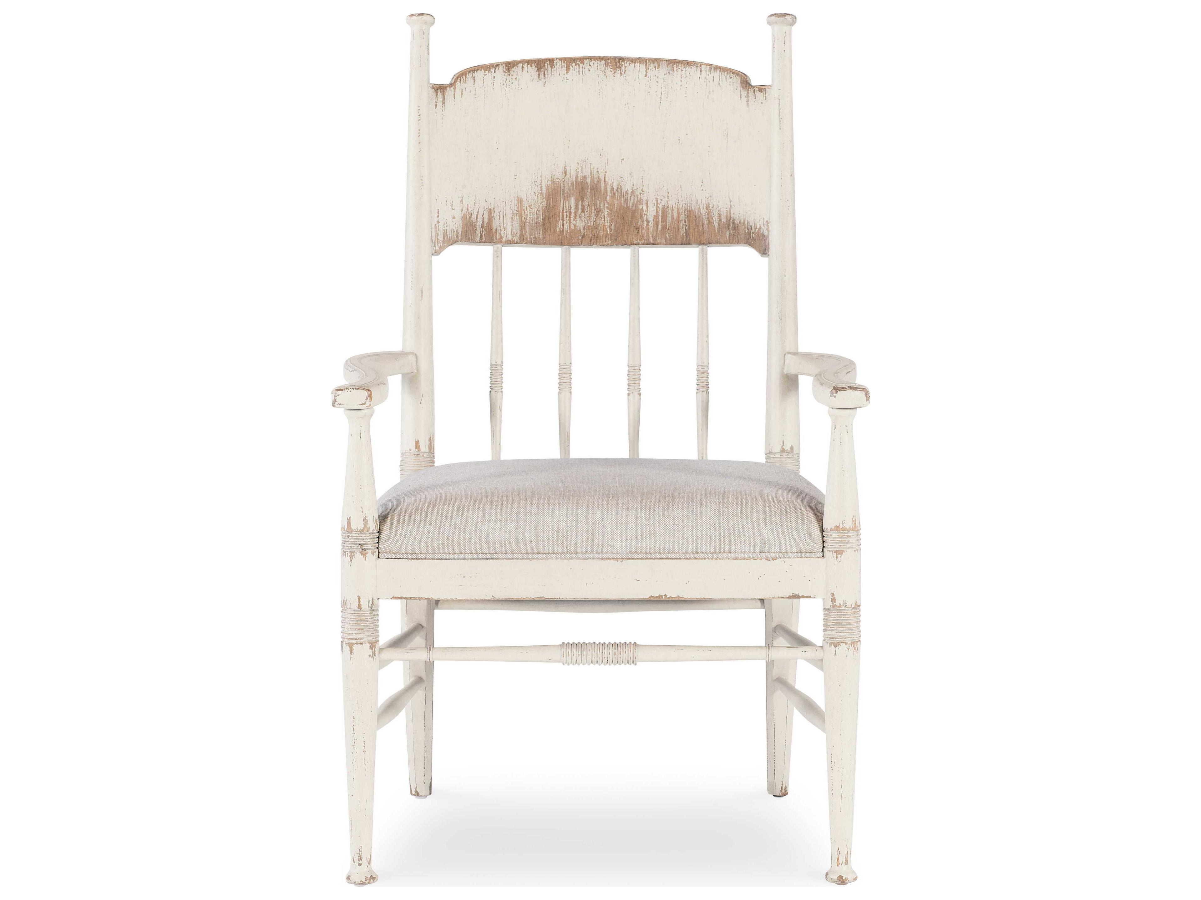 Hooker Furniture Americana Beige Oak Wood Upholstered Arm Dining Chair