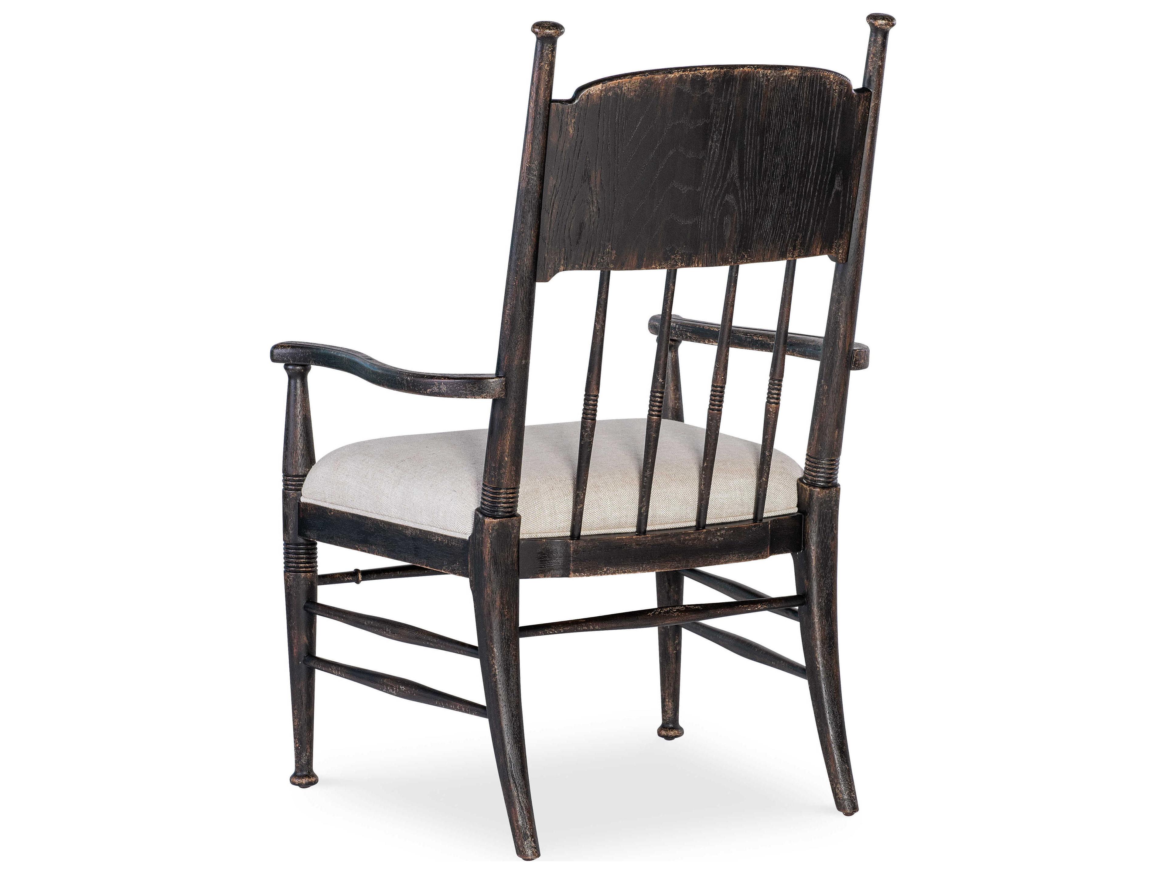 Hooker Furniture Americana Brown Oak Wood Upholstered Arm Dining Chair