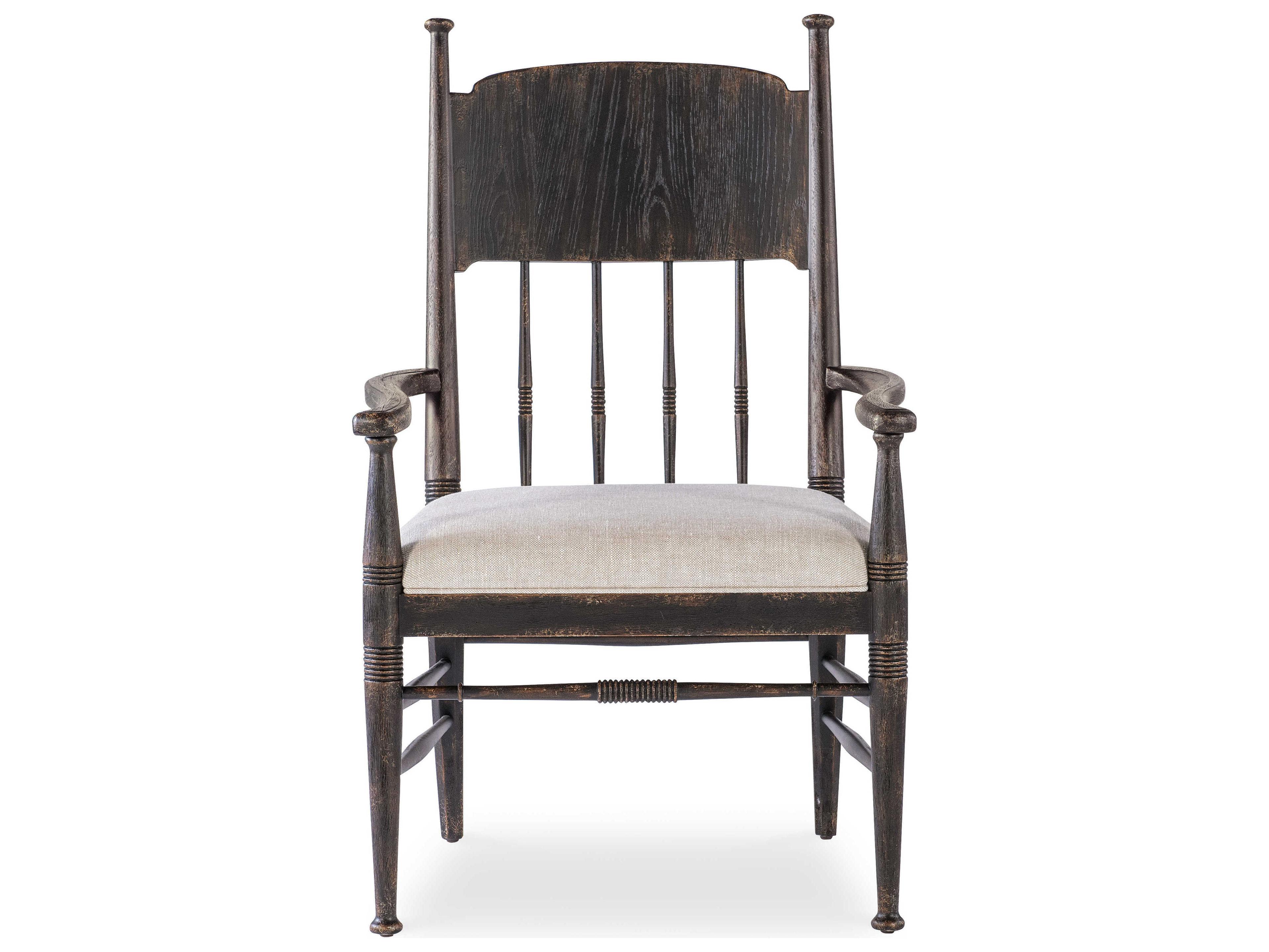 Hooker Furniture Americana Brown Oak Wood Upholstered Arm Dining Chair