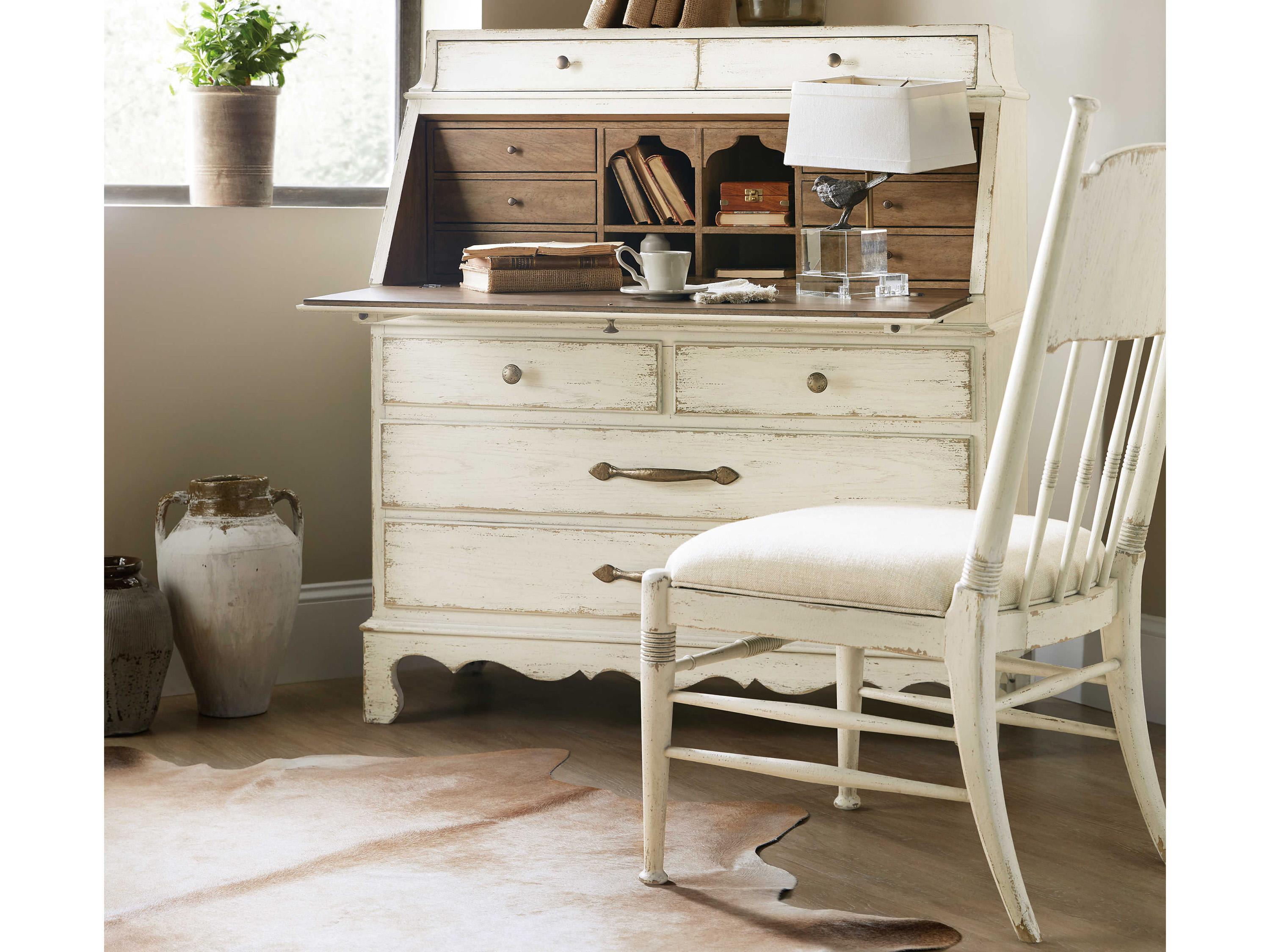 Hooker Furniture Americana Beige Oak Wood Upholstered Side Dining Chair