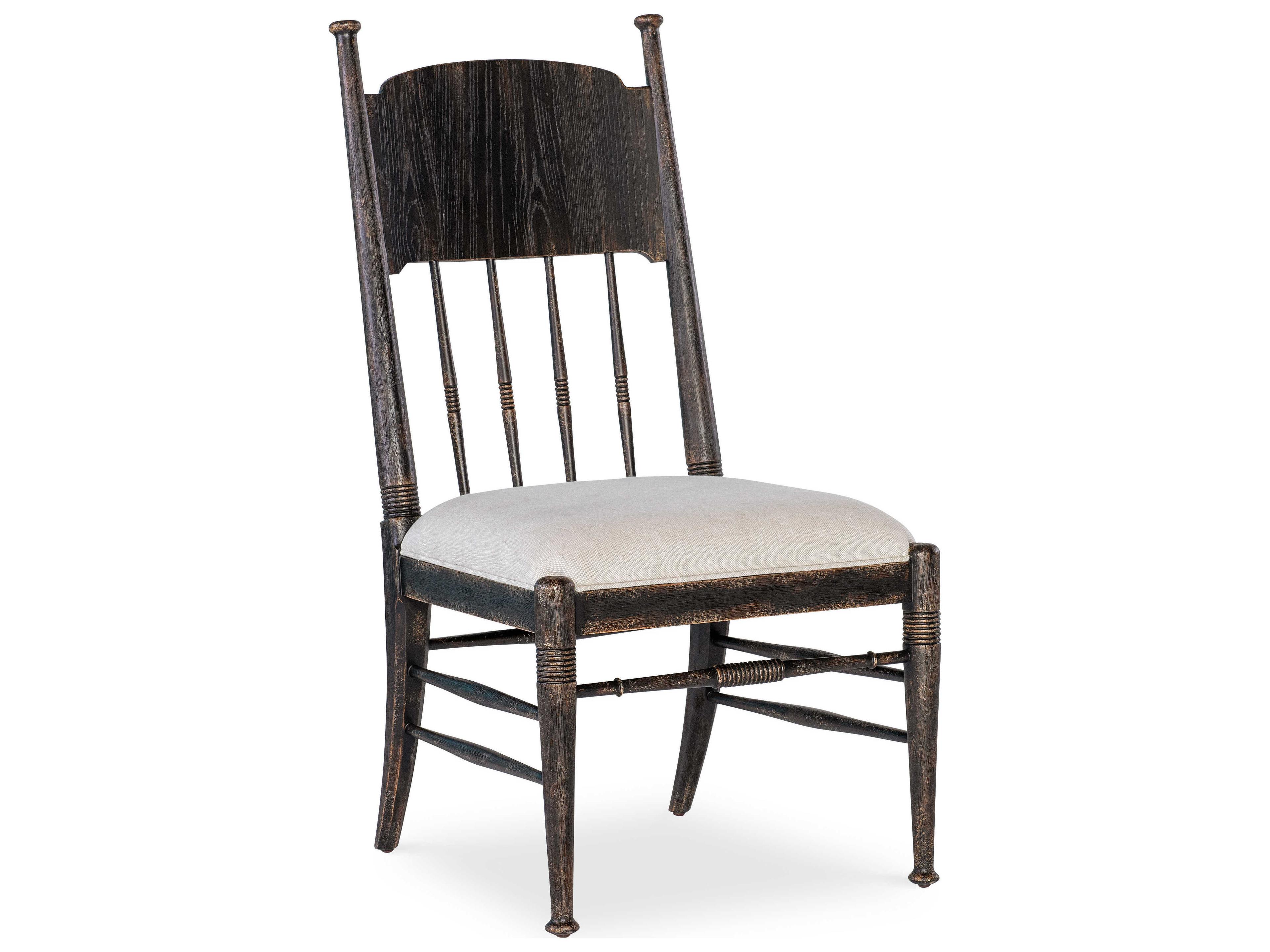 Hooker Furniture Americana Brown Oak Wood Upholstered Side Dining Chair