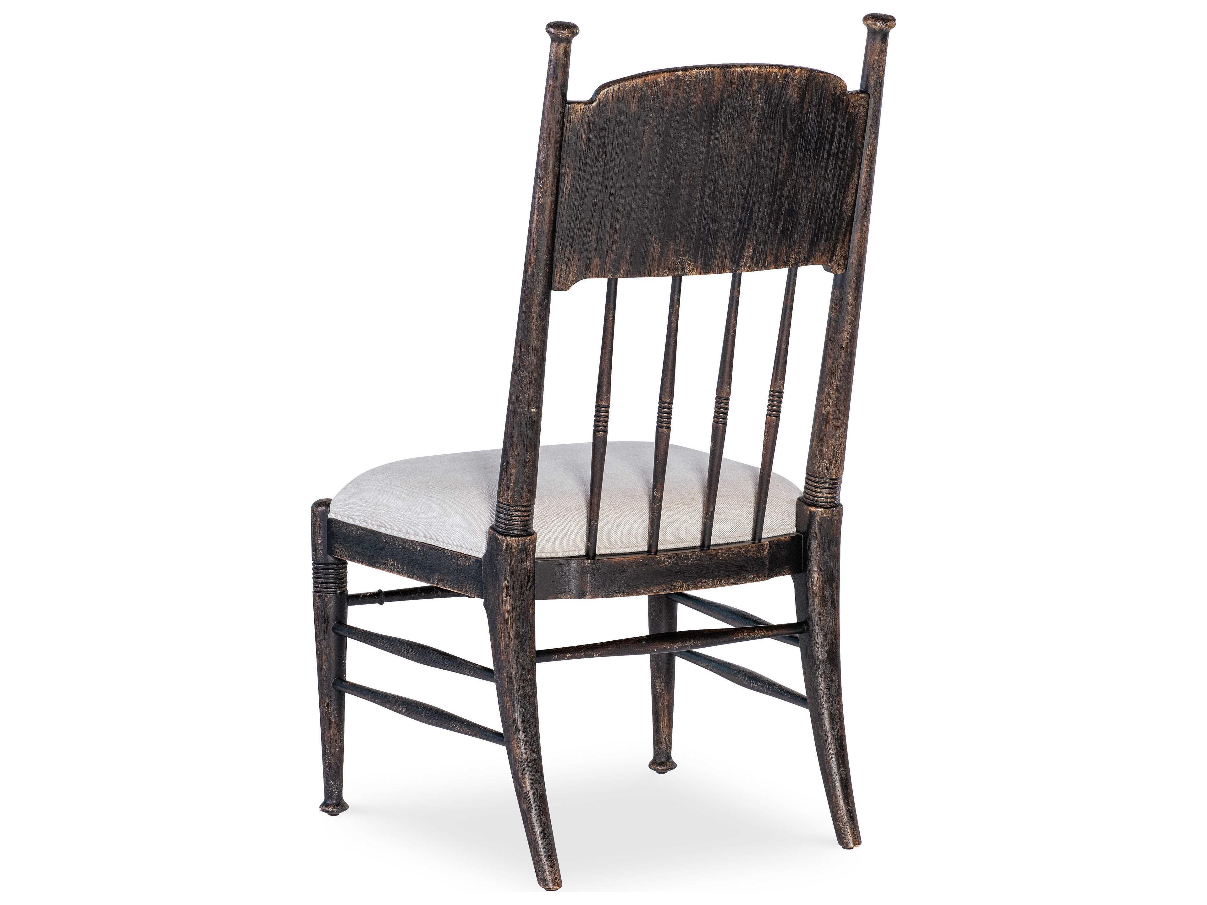 Hooker Furniture Americana Brown Oak Wood Upholstered Side Dining Chair