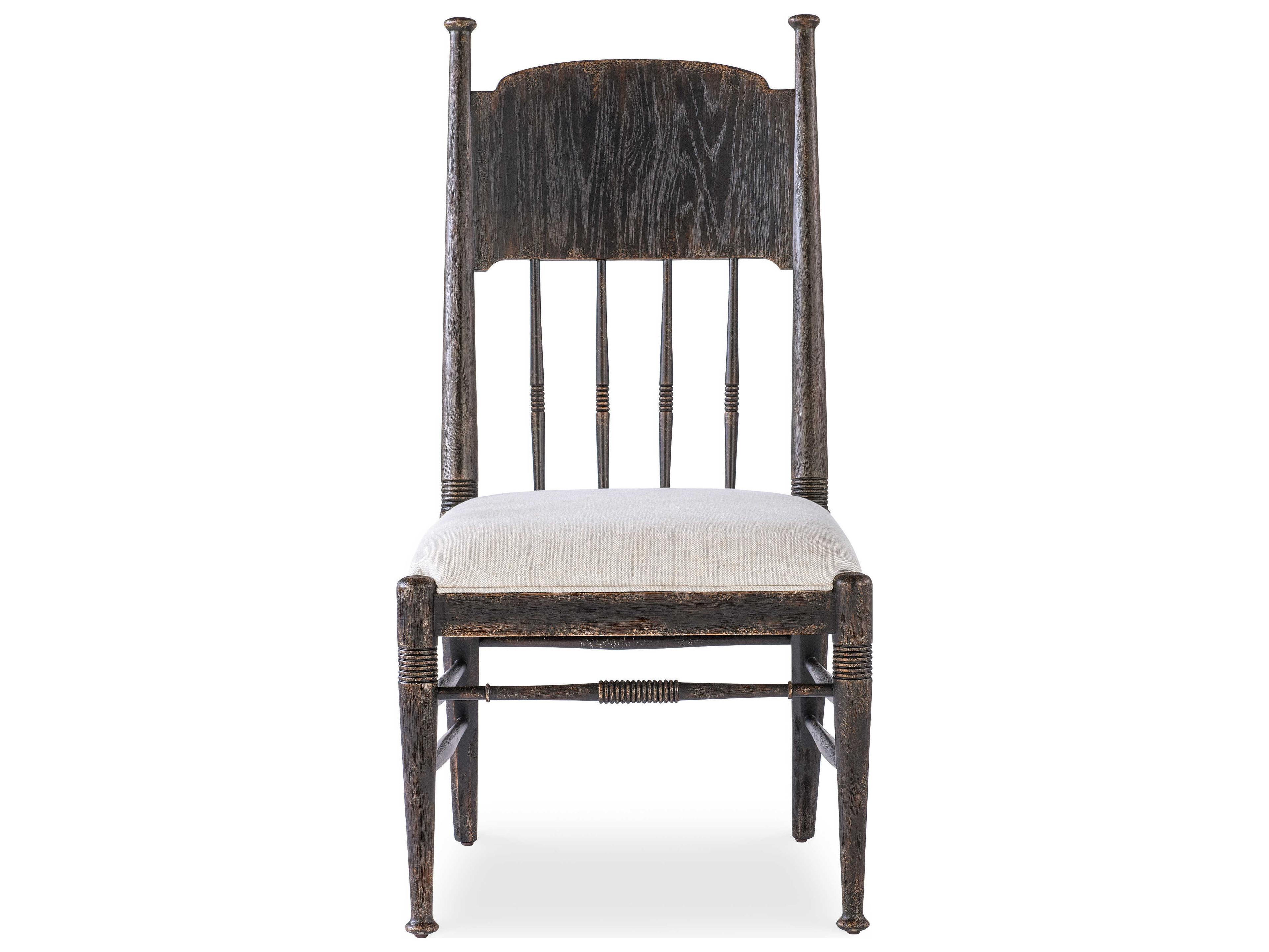 Hooker Furniture Americana Brown Oak Wood Upholstered Side Dining Chair
