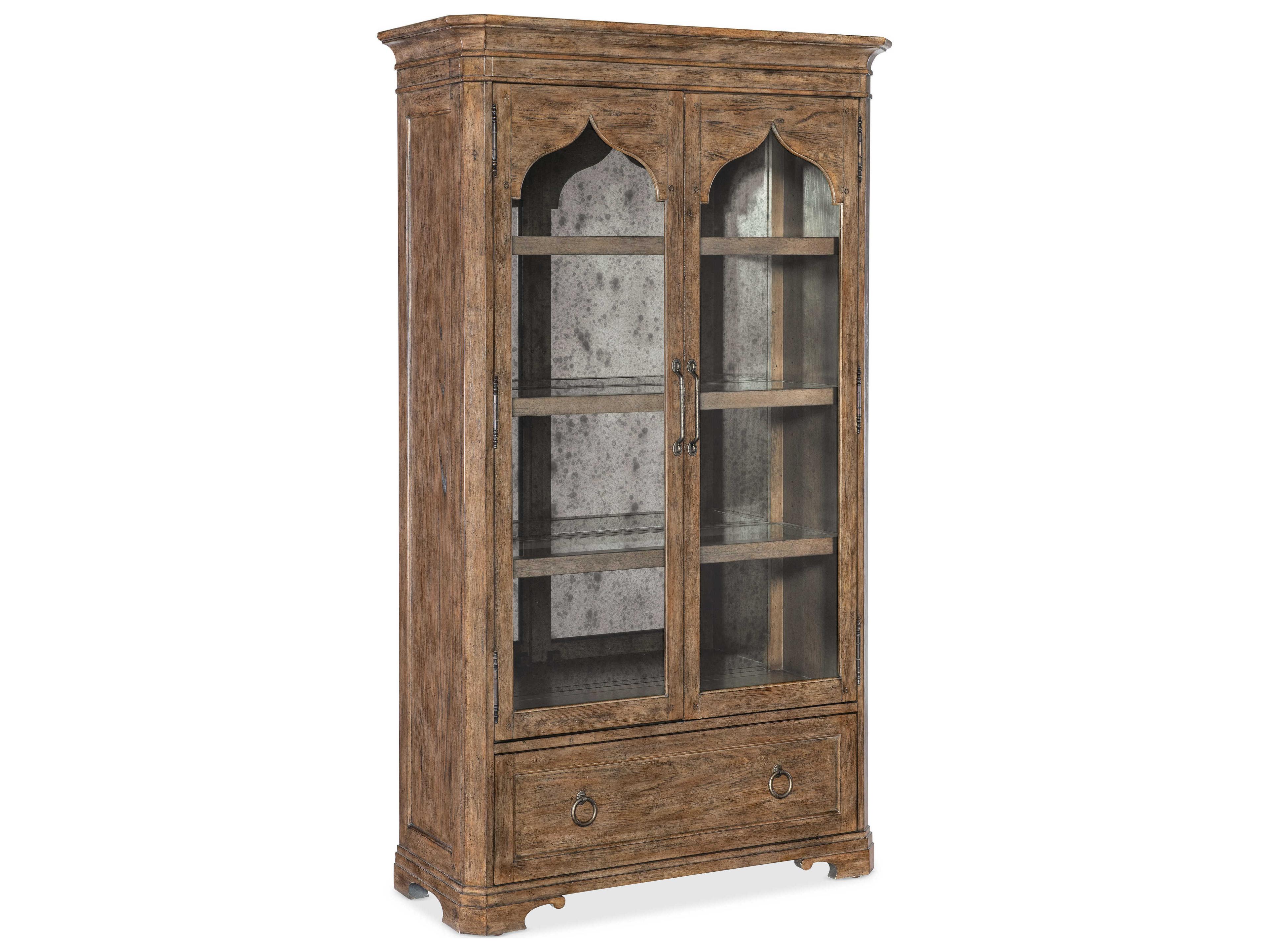 Hooker Furniture Americana Brown Oak Wood Display Cabinet