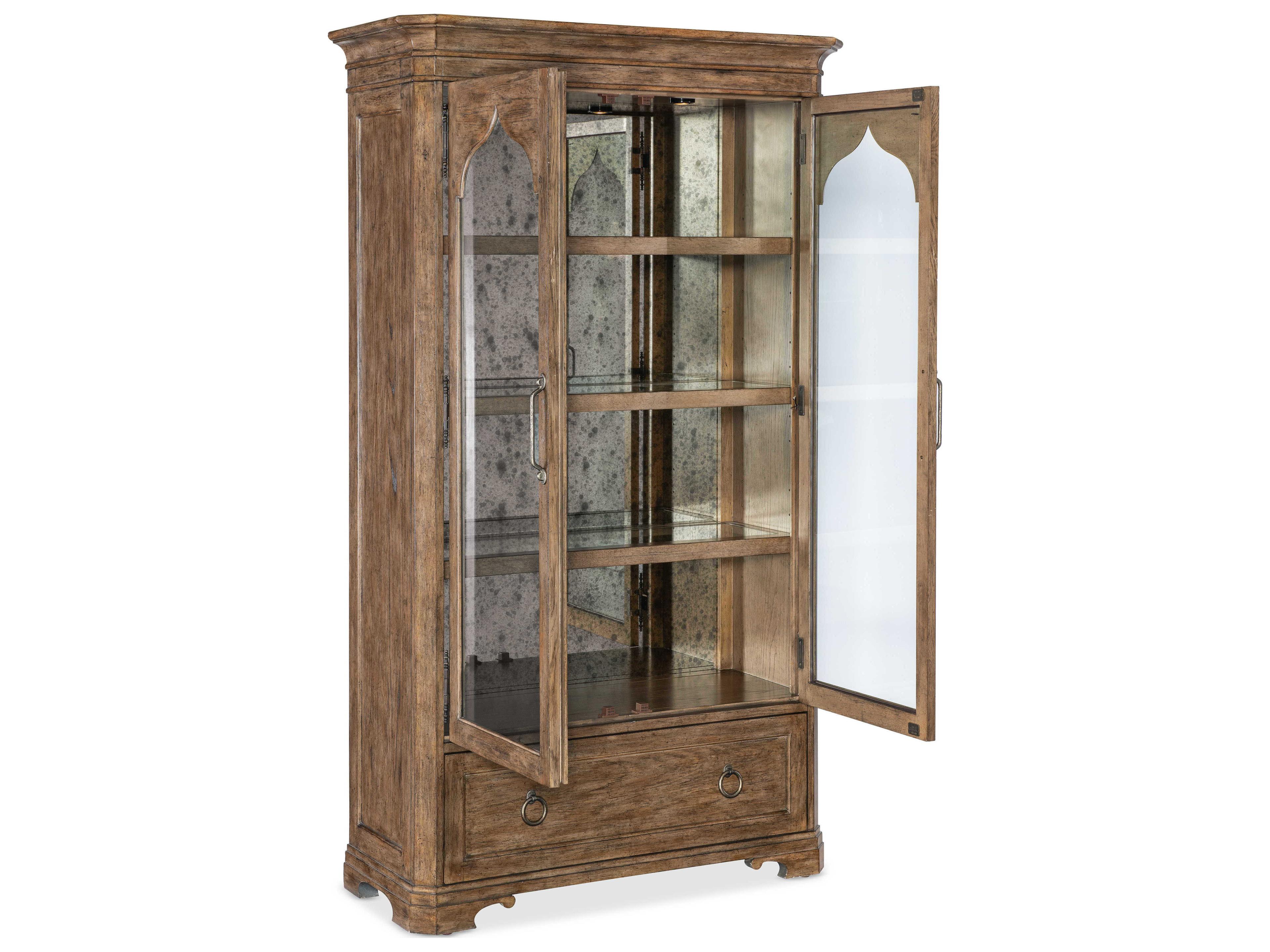 Hooker Furniture Americana Brown Oak Wood Display Cabinet