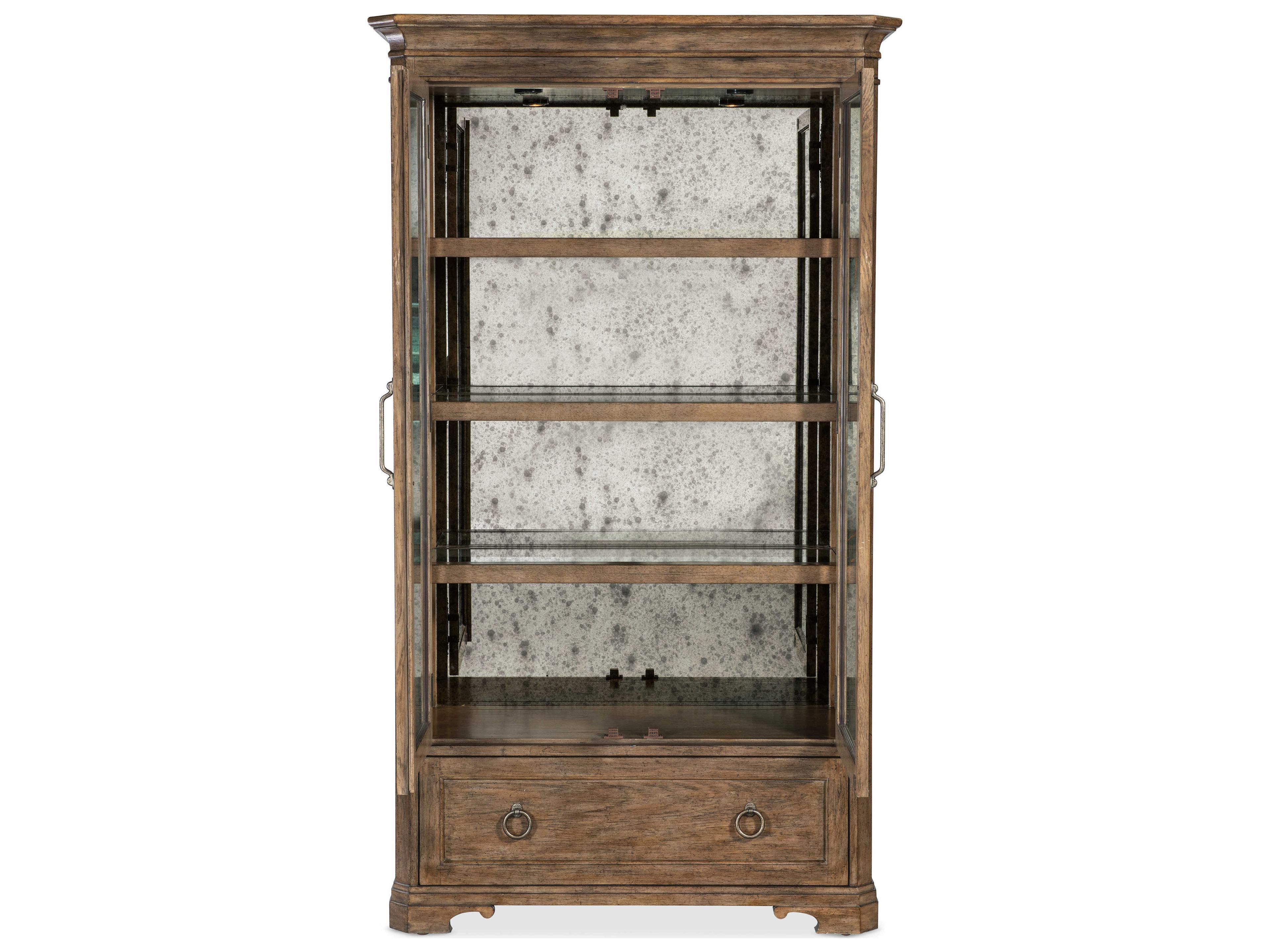 Hooker Furniture Americana Brown Oak Wood Display Cabinet