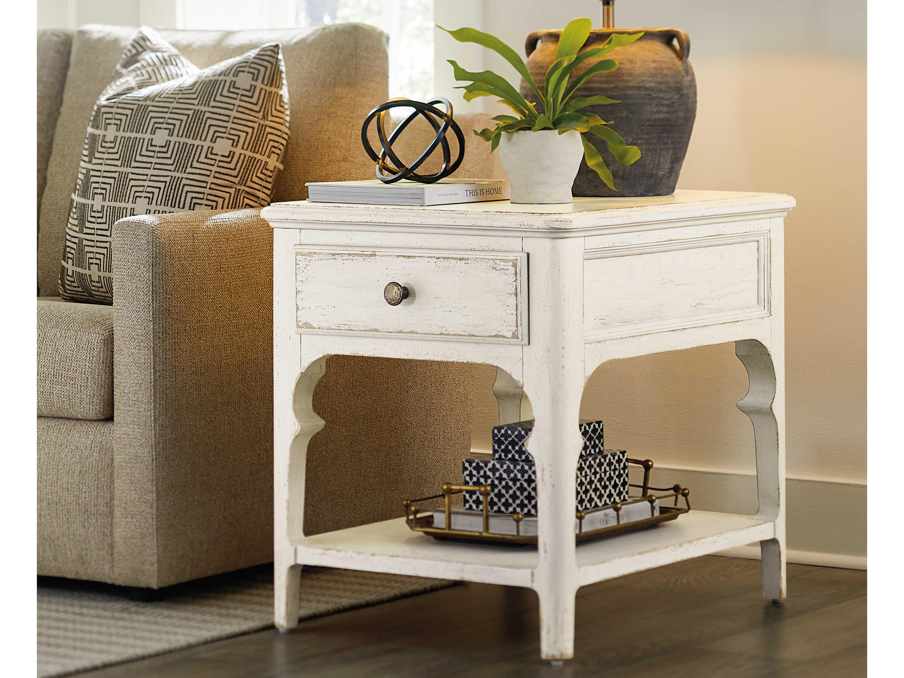 Hooker Furniture Americana Rectangular White Wood End Table