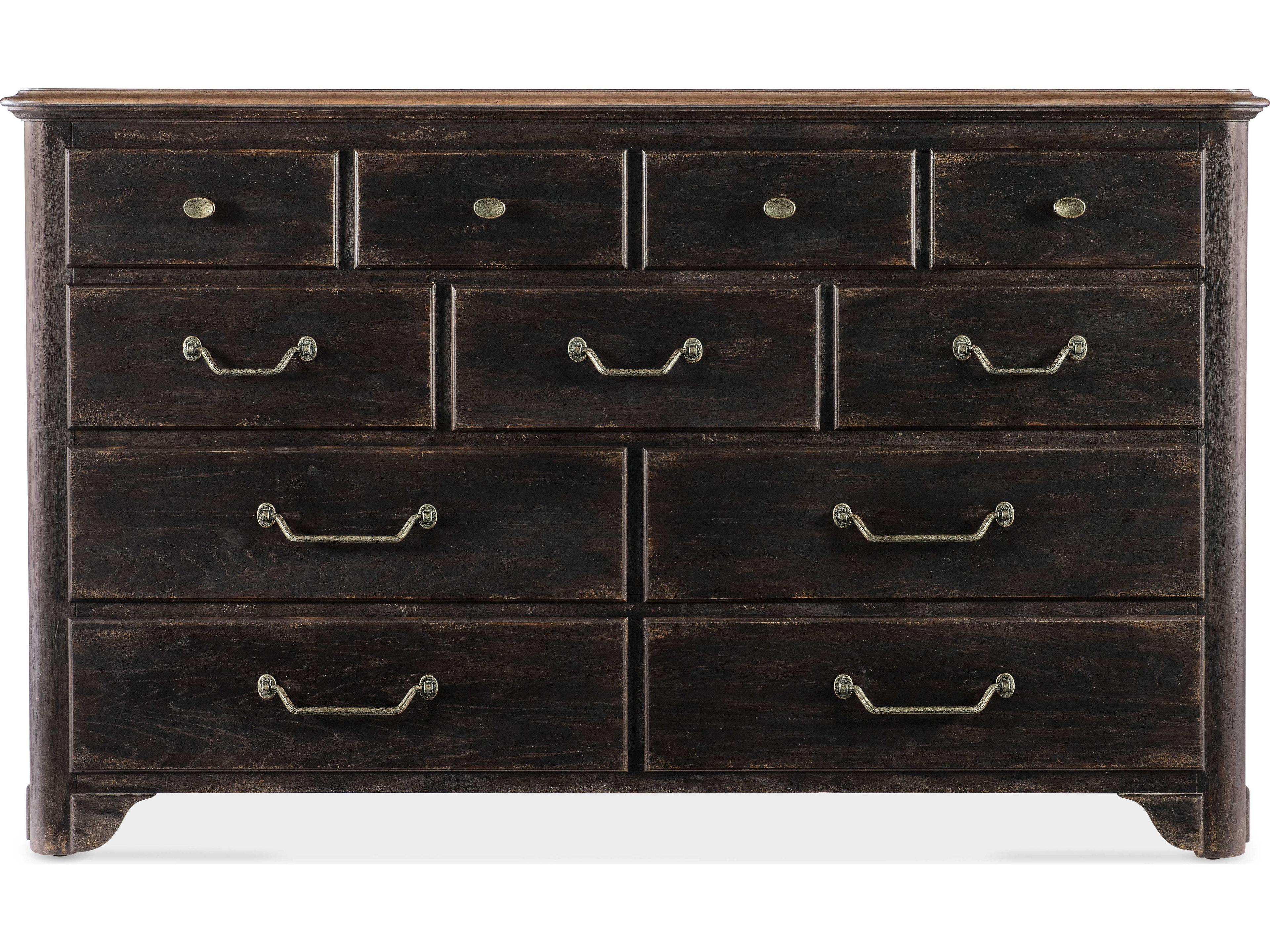 Hooker Furniture Americana Brown Oak Wood Double Dresser