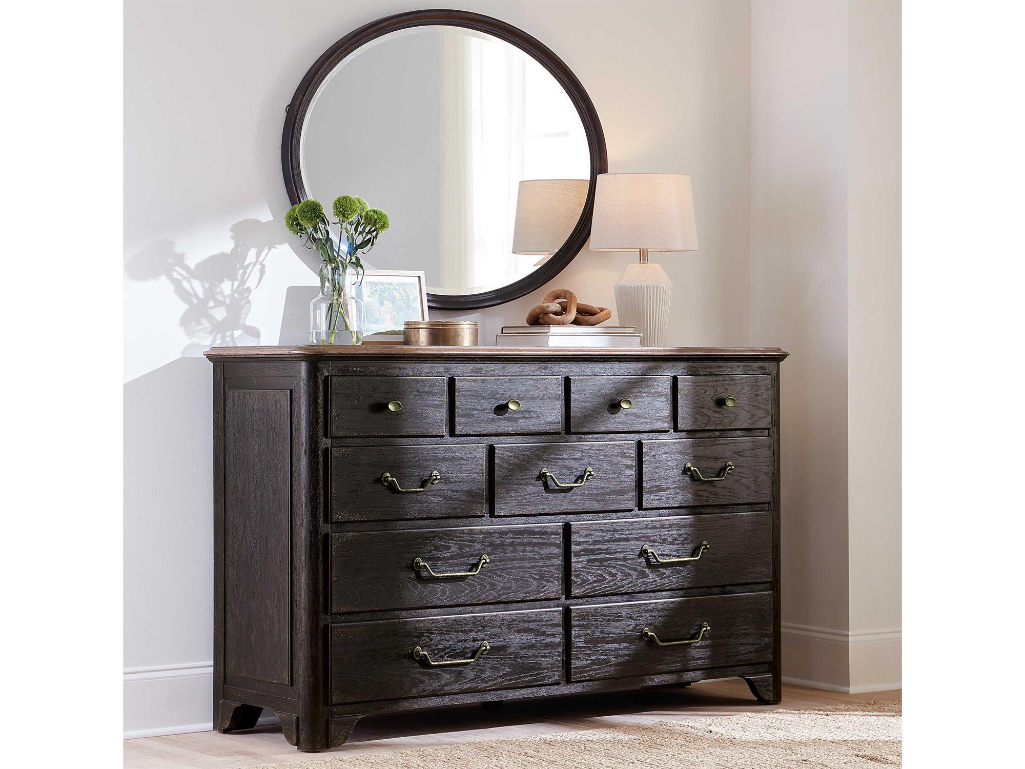 Hooker Furniture Americana Brown Oak Wood Double Dresser