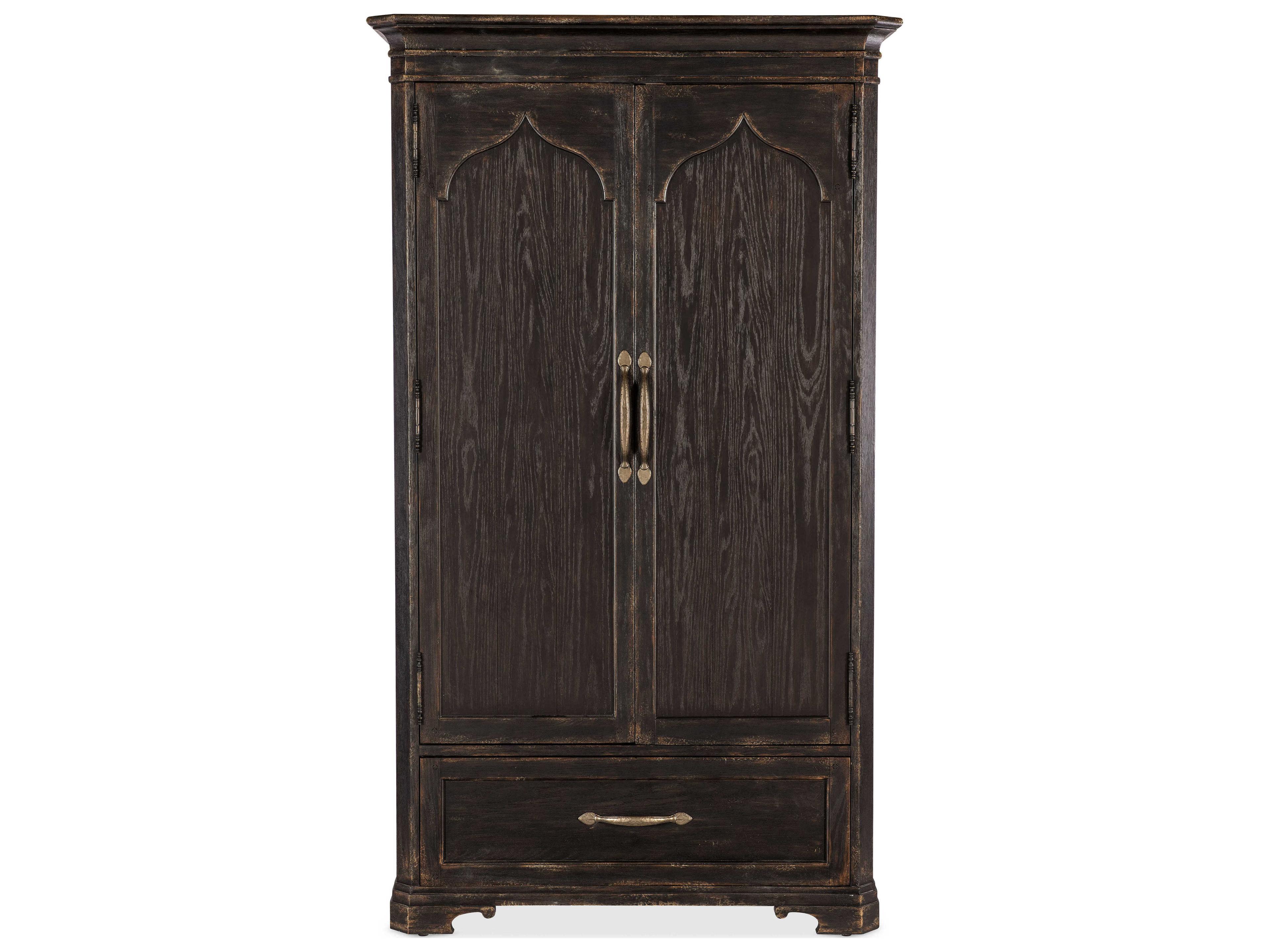 Hooker Furniture Americana Black Brown Oak Wood Wardrobe Armoire