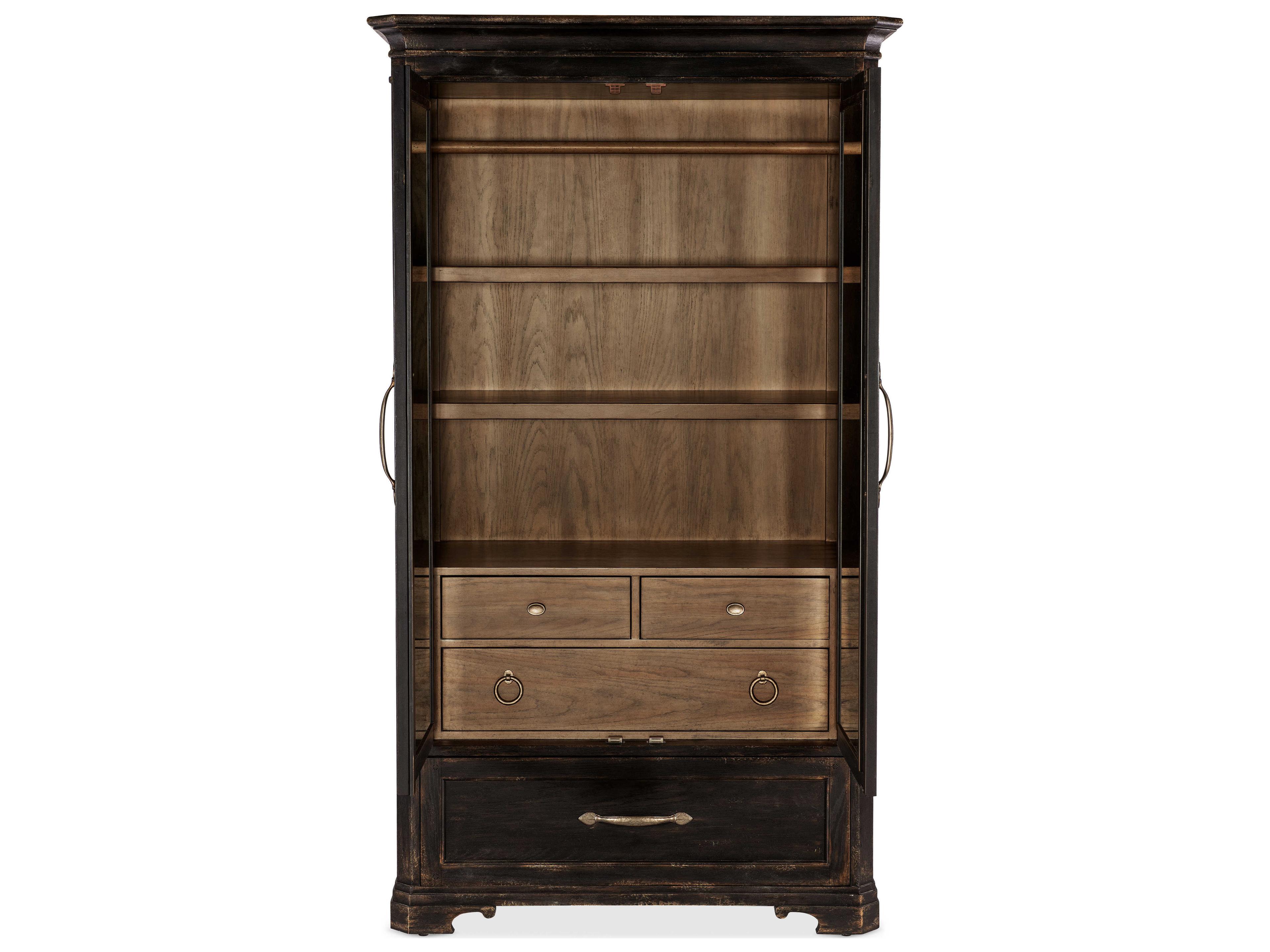 Hooker Furniture Americana Black Brown Oak Wood Wardrobe Armoire